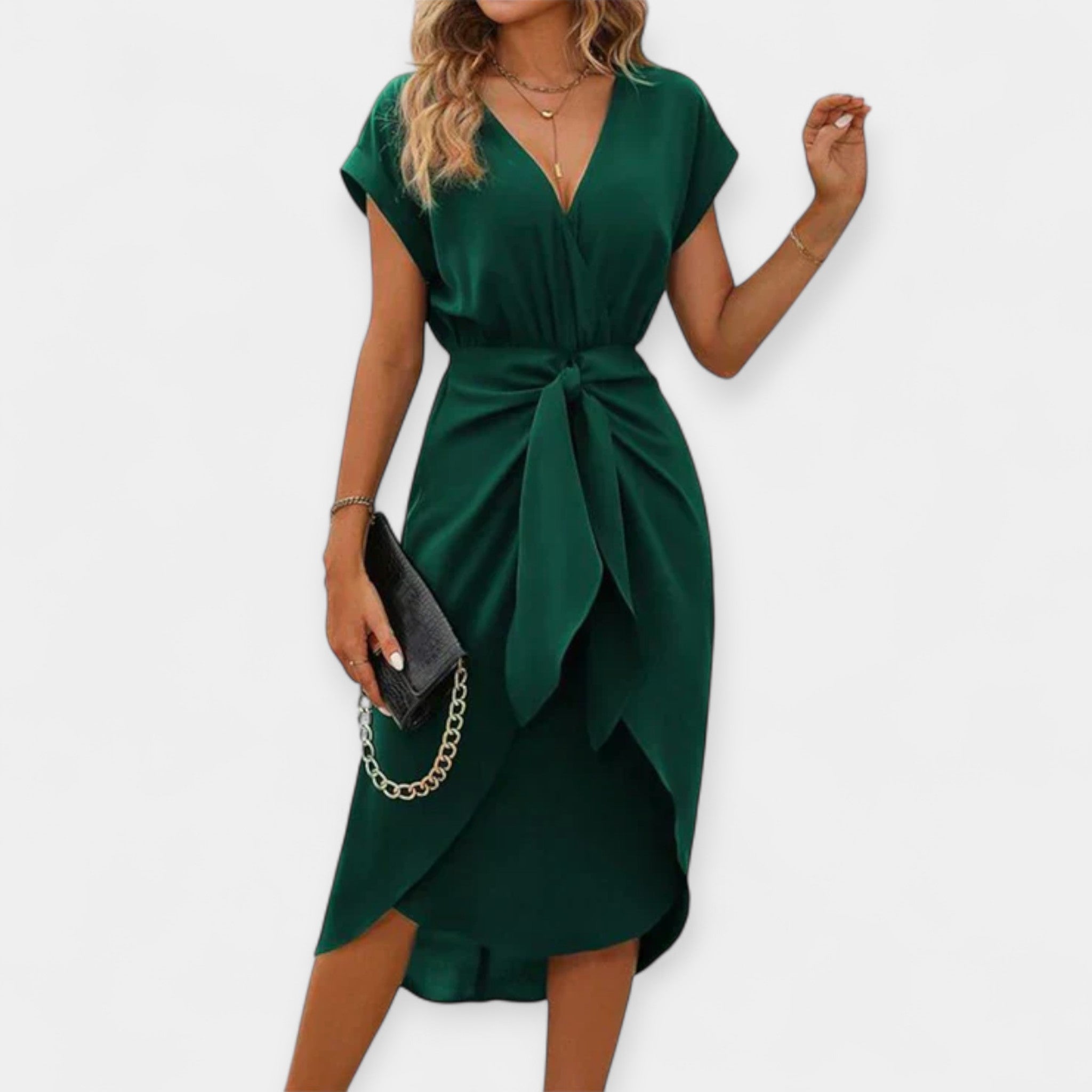 Zelené Midi Šaty Elegantní Tkanina Exkluzivní Kousek