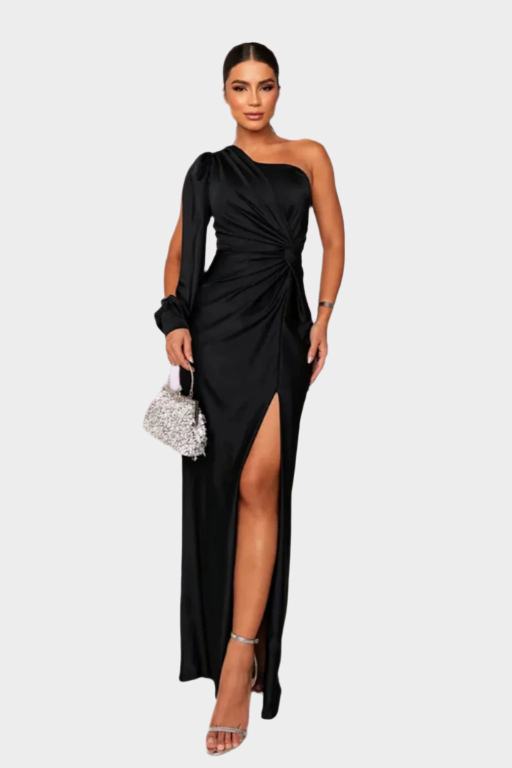 Dlouhé Šaty Luxusní Kolekce Jednoramenné S Uzlem Elegantní