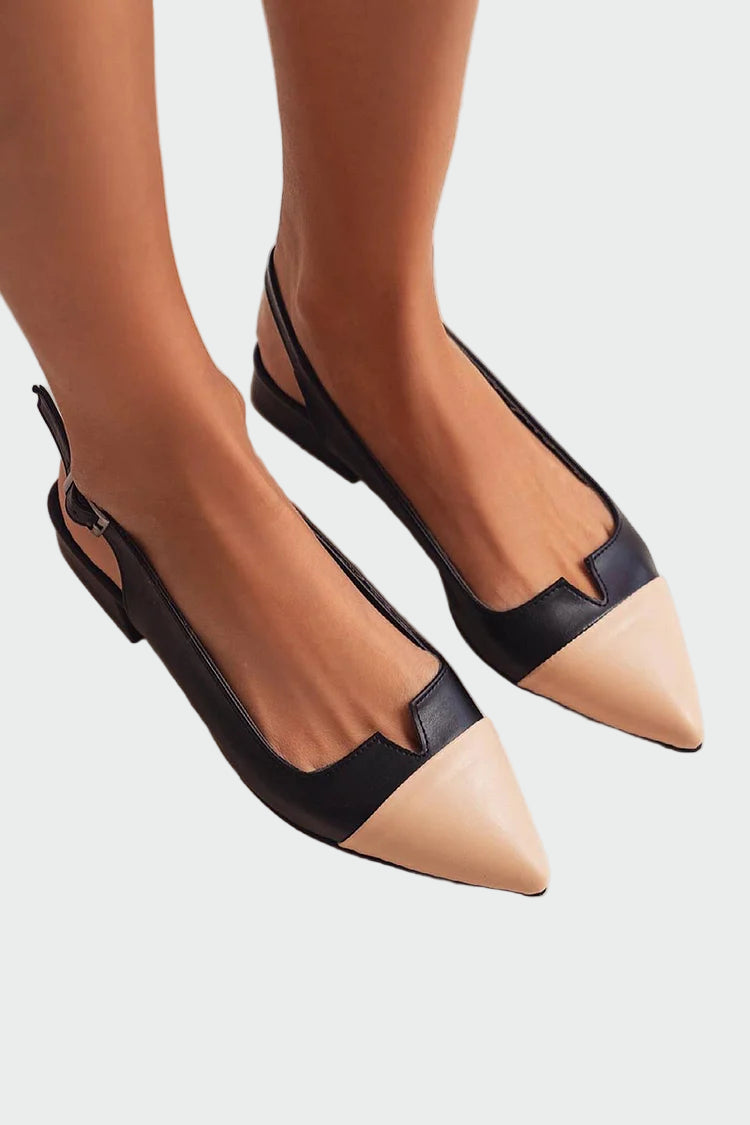 Kožené Slingback Baleríny Dvoubarevný Luxusní Dotek
