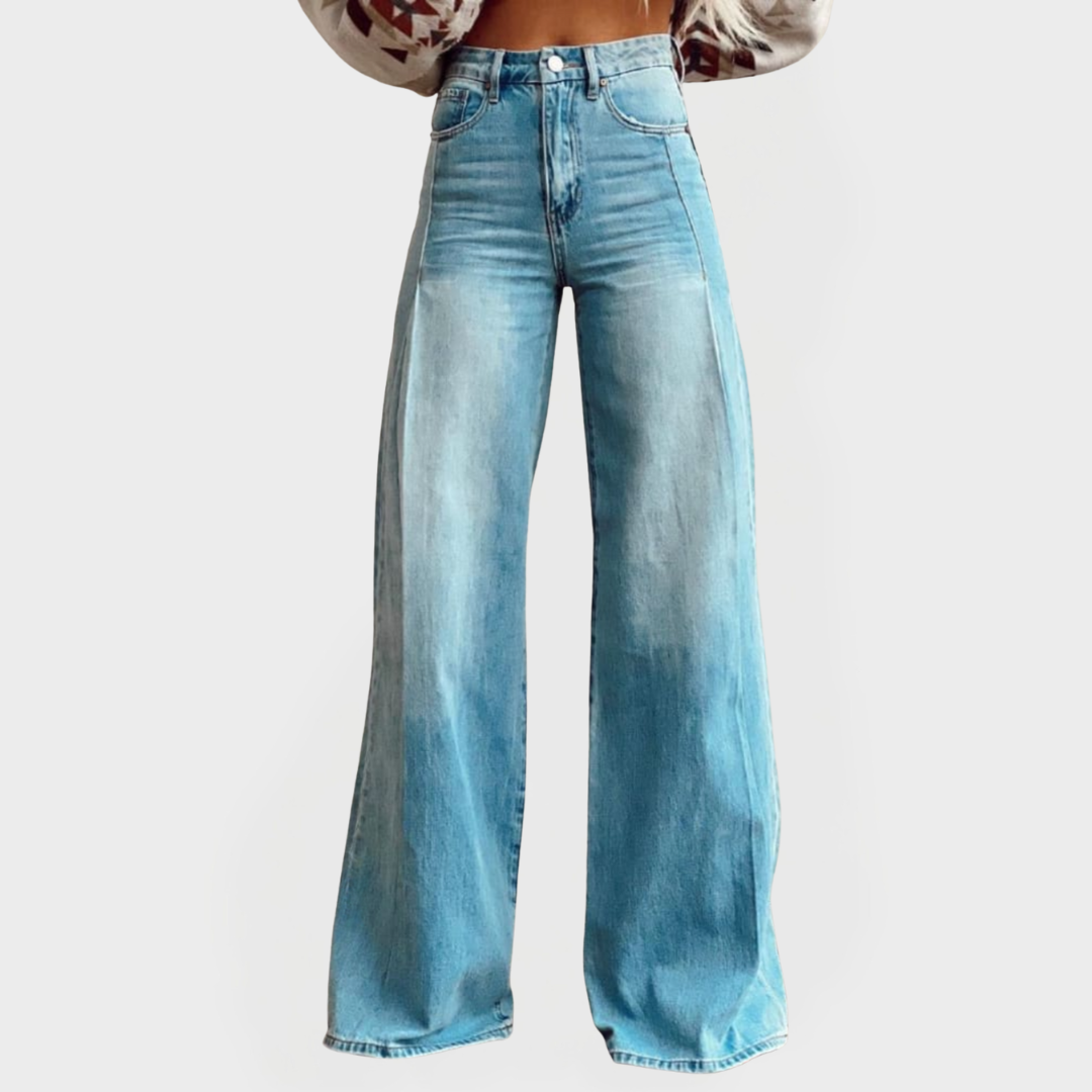 Elegantní Džíny S Širokými Nohavicemi Denim Exkluzivní