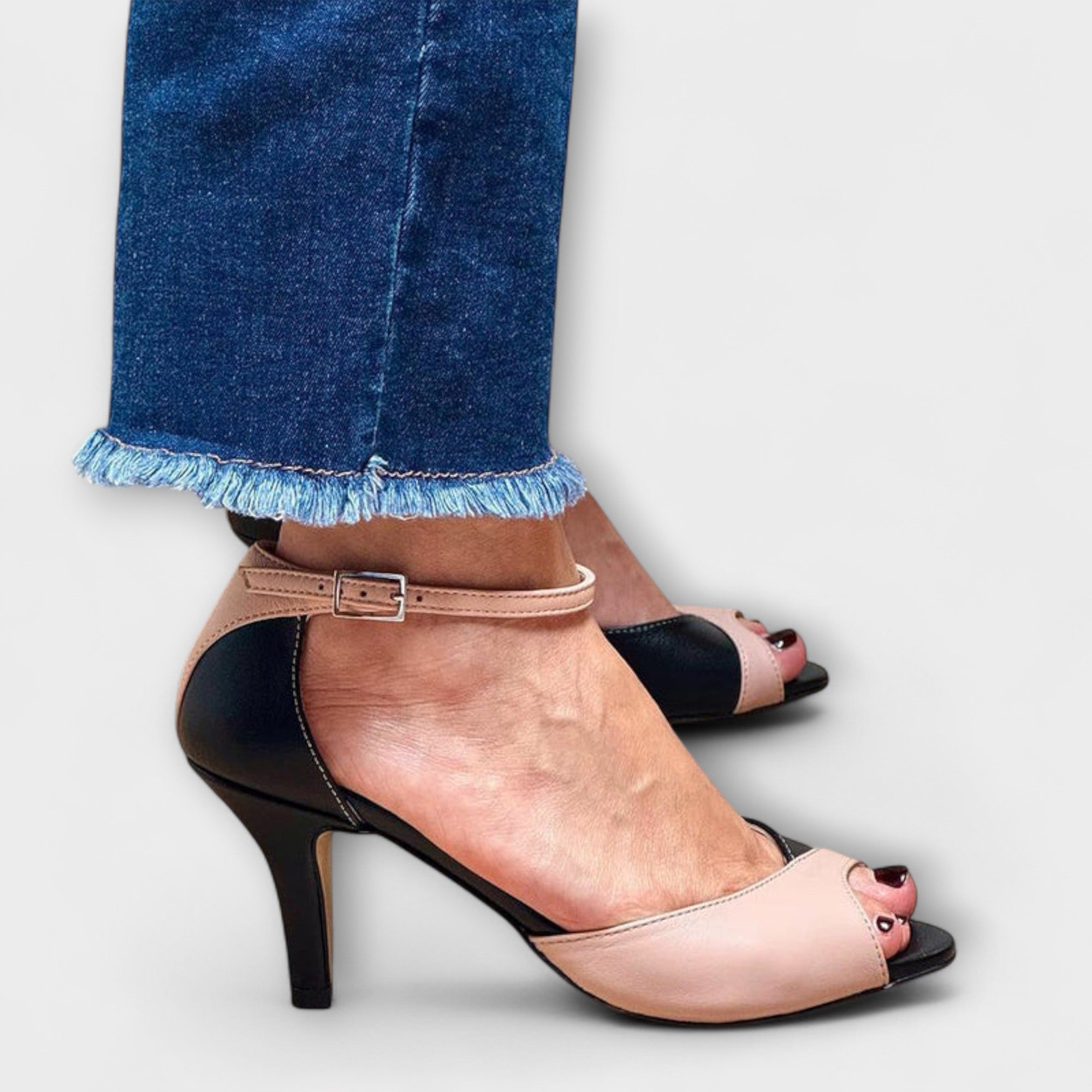 Solenza Noirella Lodičky Peep Toe Z Kůže Růžová Kolekce