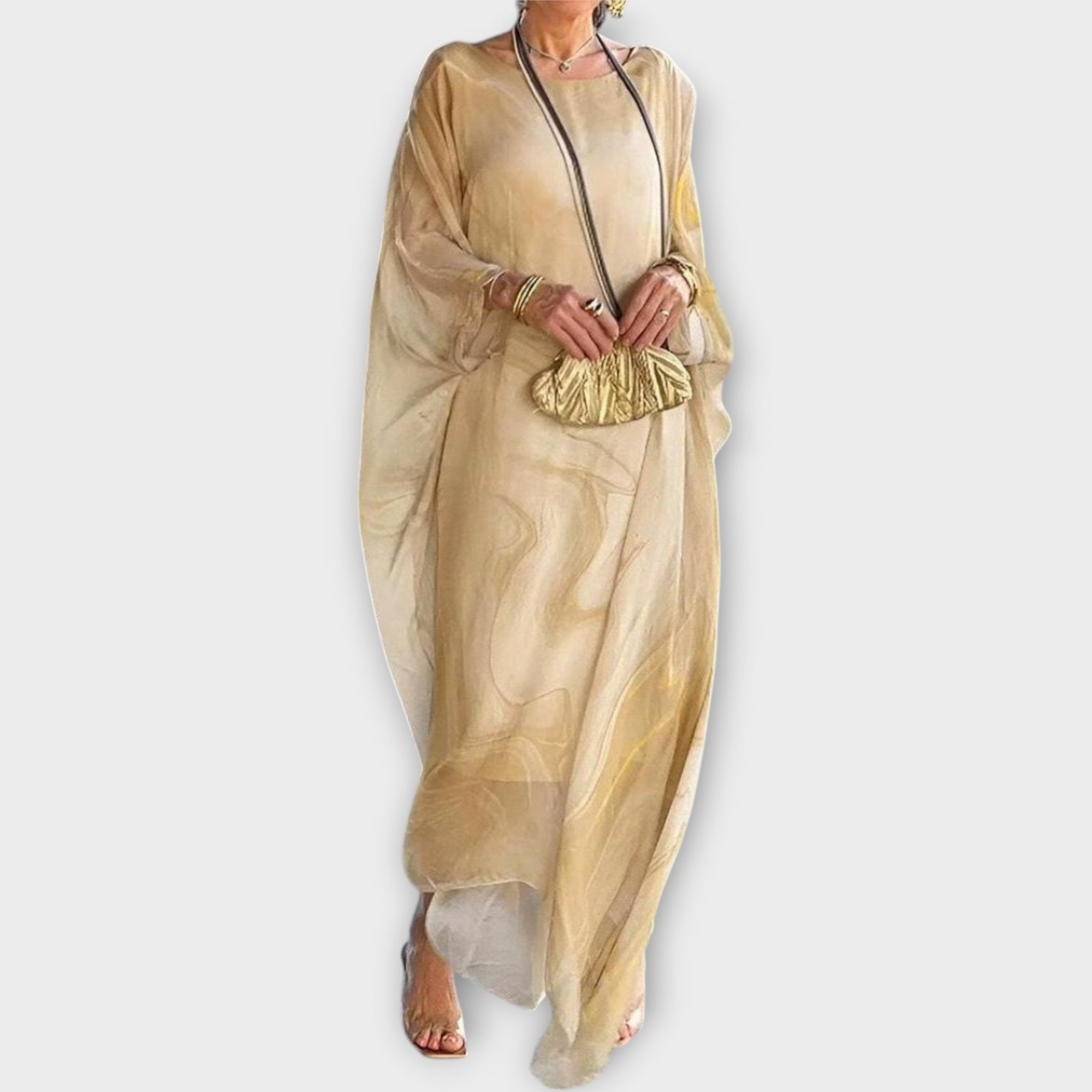 Kaftan Maxi Průsvitná Látka Kolekce Exkluzivní Letní Vzhled