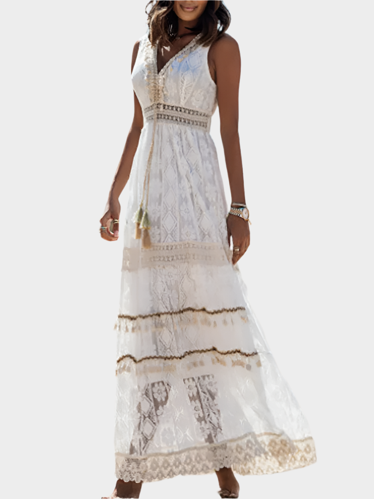 Retro Šaty Boho Styl Luxusní Krajka Exkluzivní Letní Dny