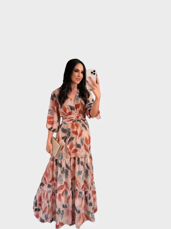 Elegantní Dlouhé Šaty S Květinovým Vzorem Exkluzivní