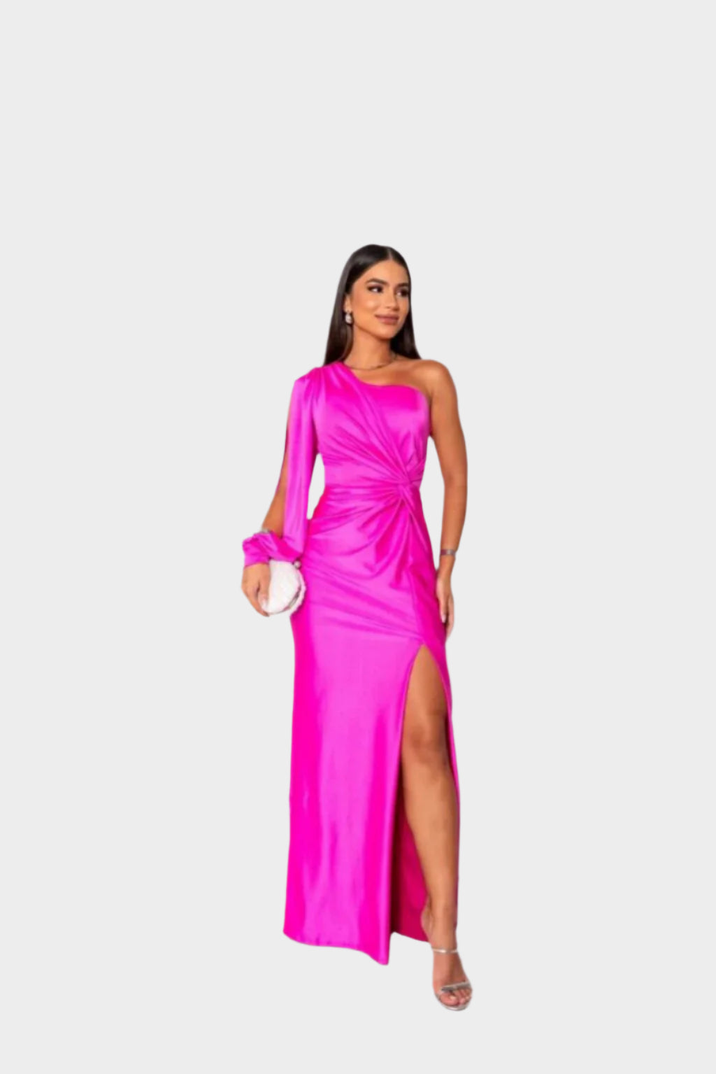 Dlouhé Šaty Luxusní Kolekce Jednoramenné S Uzlem Elegantní