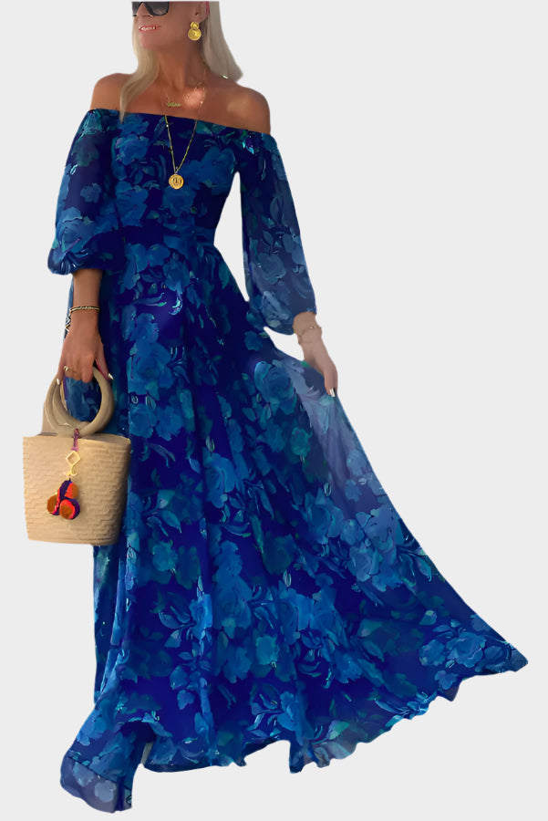 Dlouhé Šaty Beze Ramínek Květinová Kolekce Elegantní