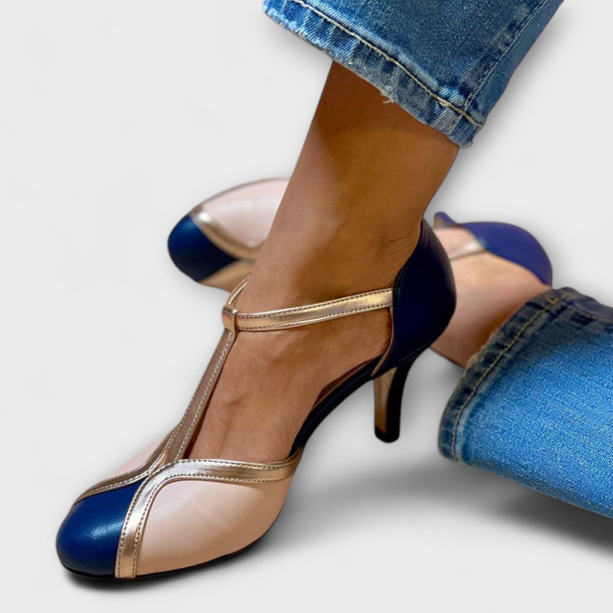 Alessia Elegant T Strap Boty Růžové Zlato Exkluzivní Edice