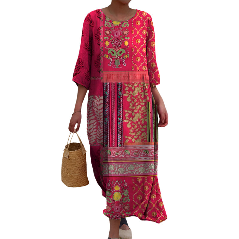 Elegantní Etno Patchwork Letní Šaty Limitovaná Edice Kolekce