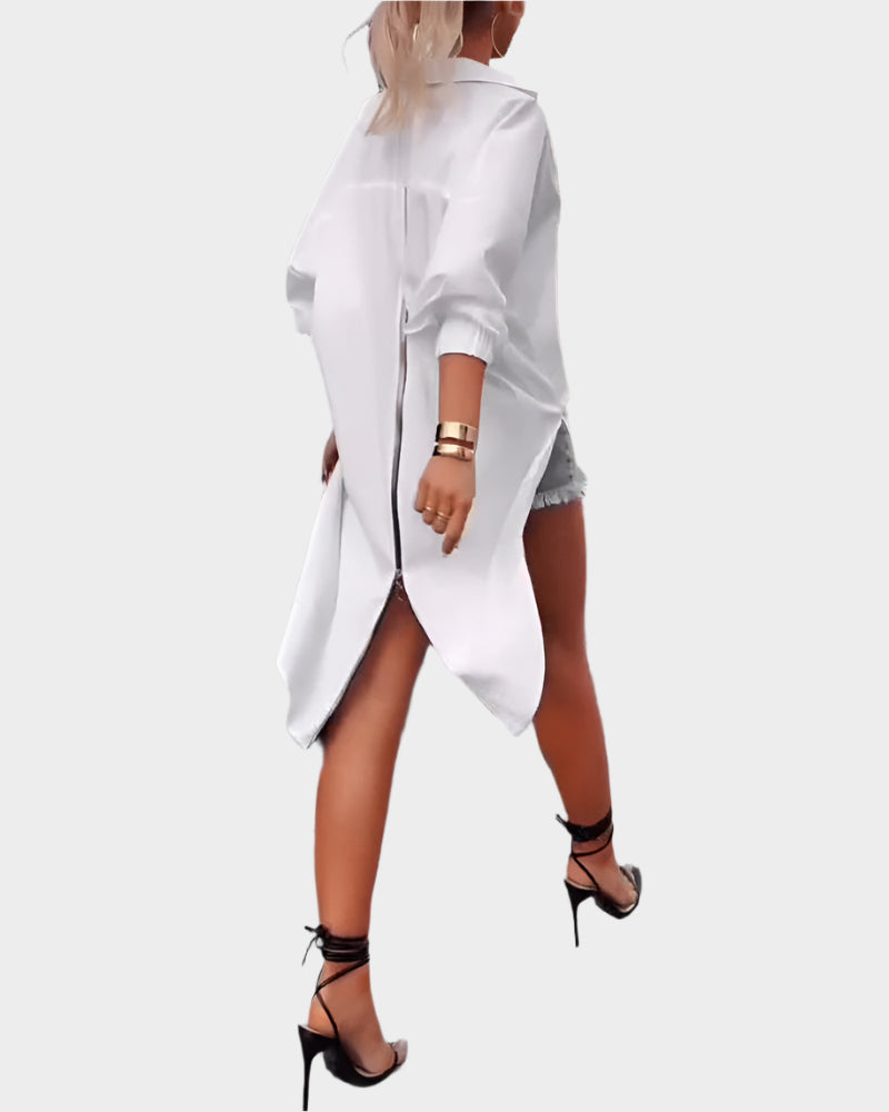 Košile s Rozparem po Bocích Elegantní Oversized Exkluzivní