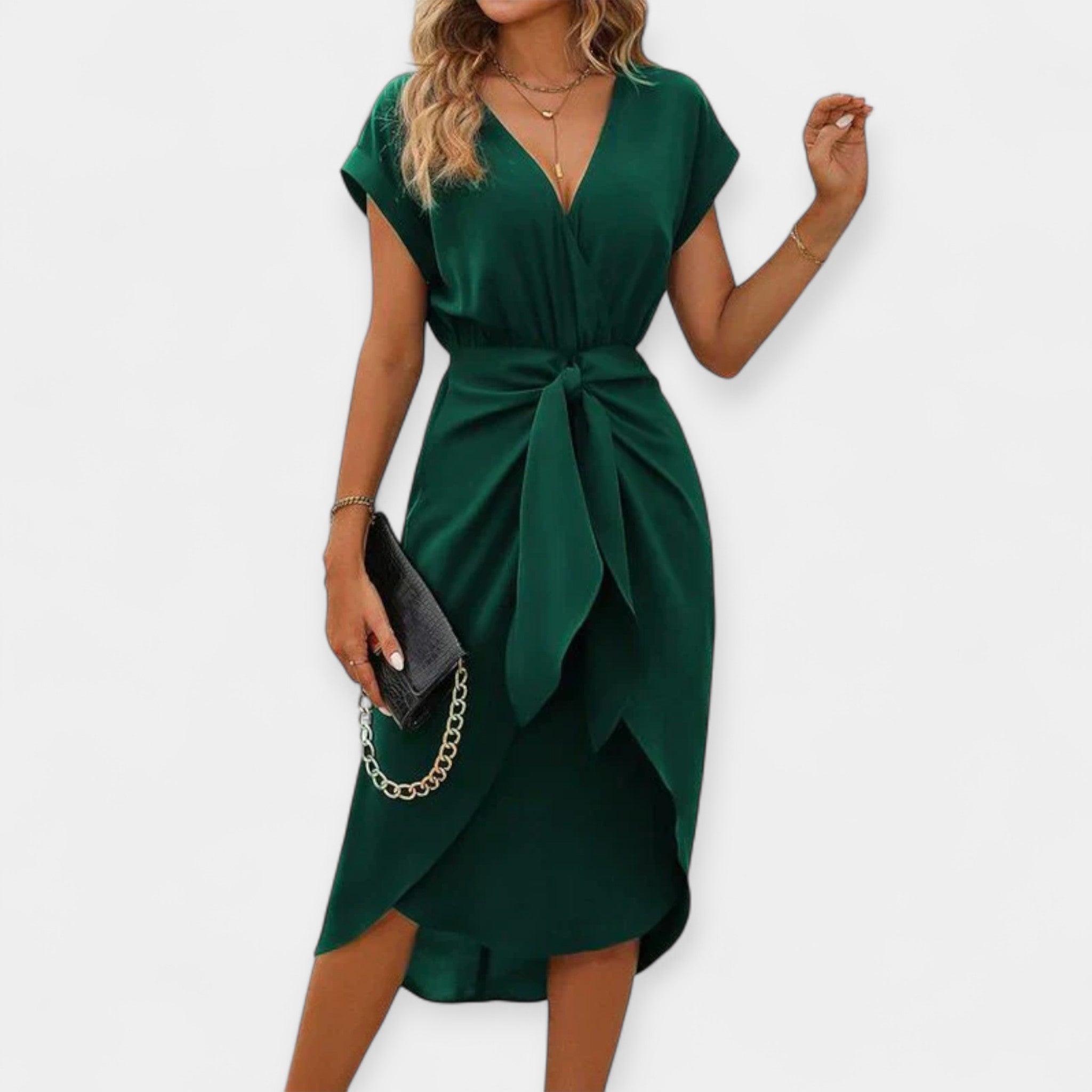Zelené Midi Šaty Elegantní Tkanina Exkluzivní Kousek