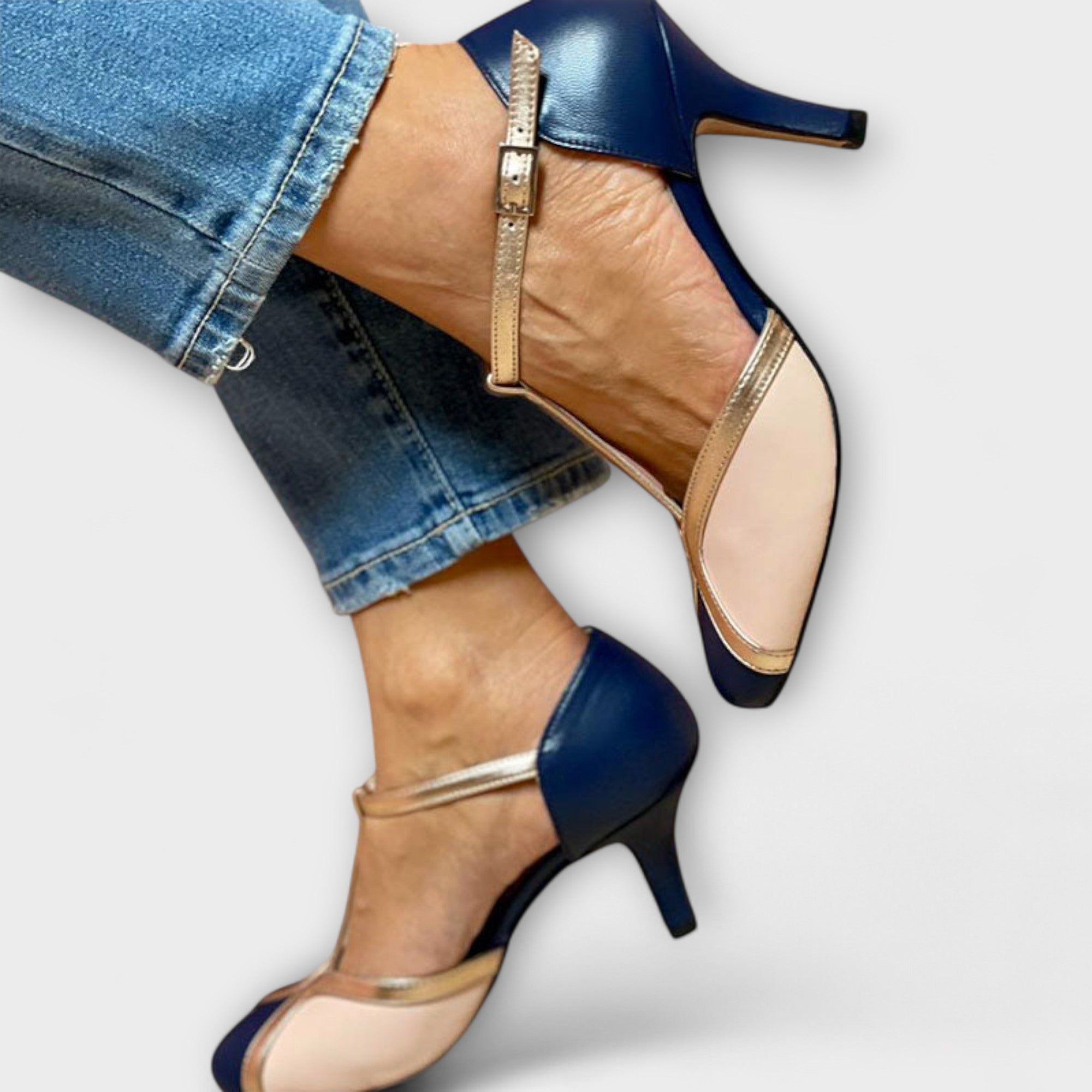 Alessia Elegant T Strap Boty Růžové Zlato Exkluzivní Edice
