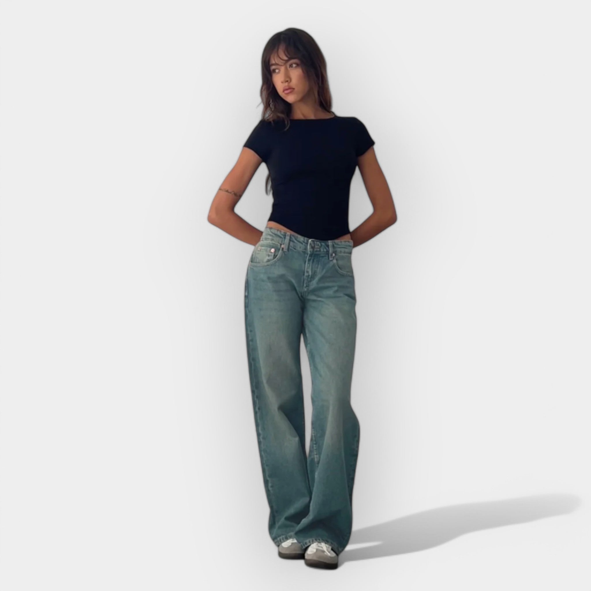 Džíny S Nízkým Pásem Prémiové Denim Exkluzivní Elegantní