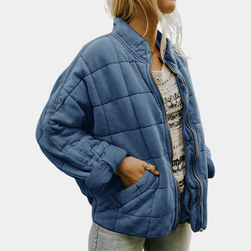 Olivově Zelená Kapitone Bunda Oversize Exkluzivní Edice