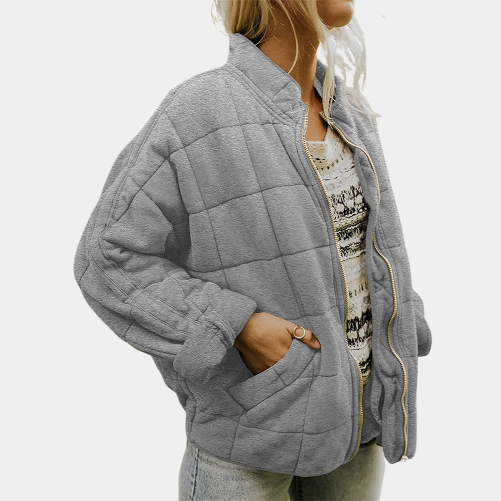 Olivově Zelená Kapitone Bunda Oversize Exkluzivní Edice