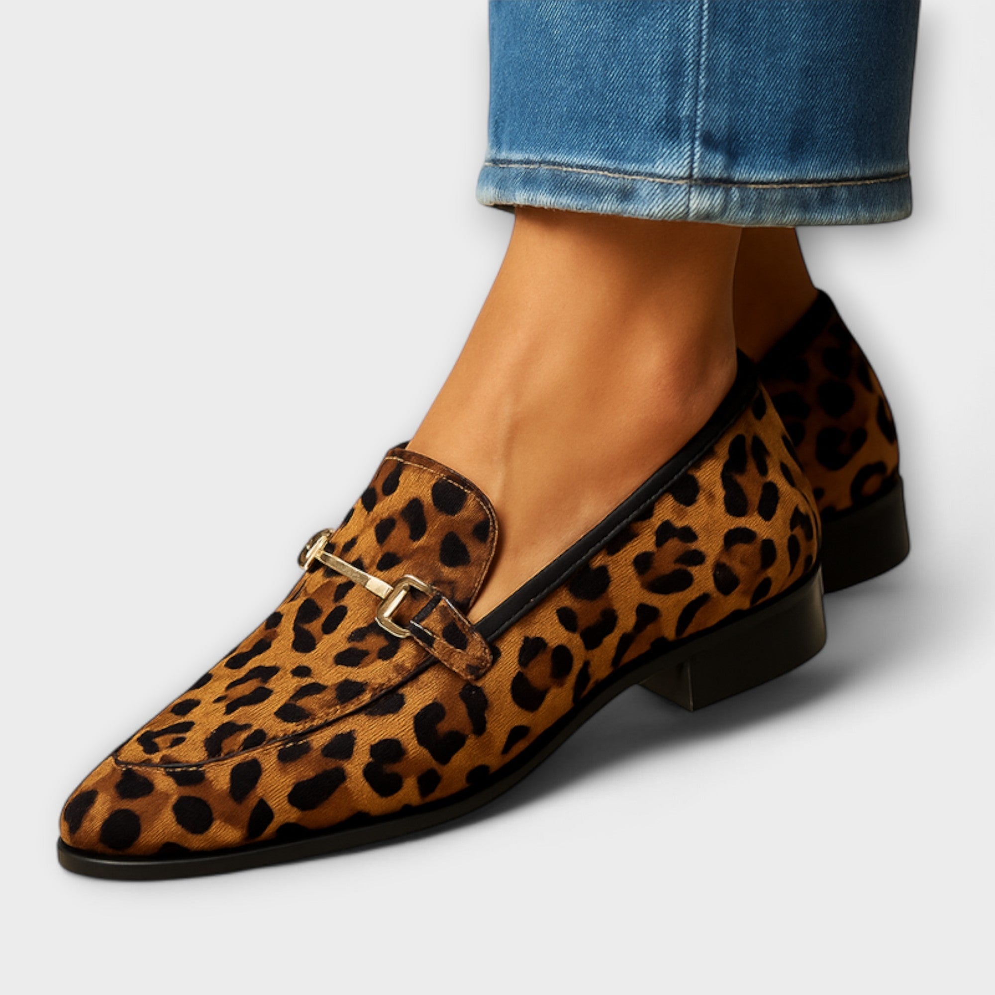 Rita Loafers Luxusní Zvířecí Potisk Kovová Přezka Unikátní