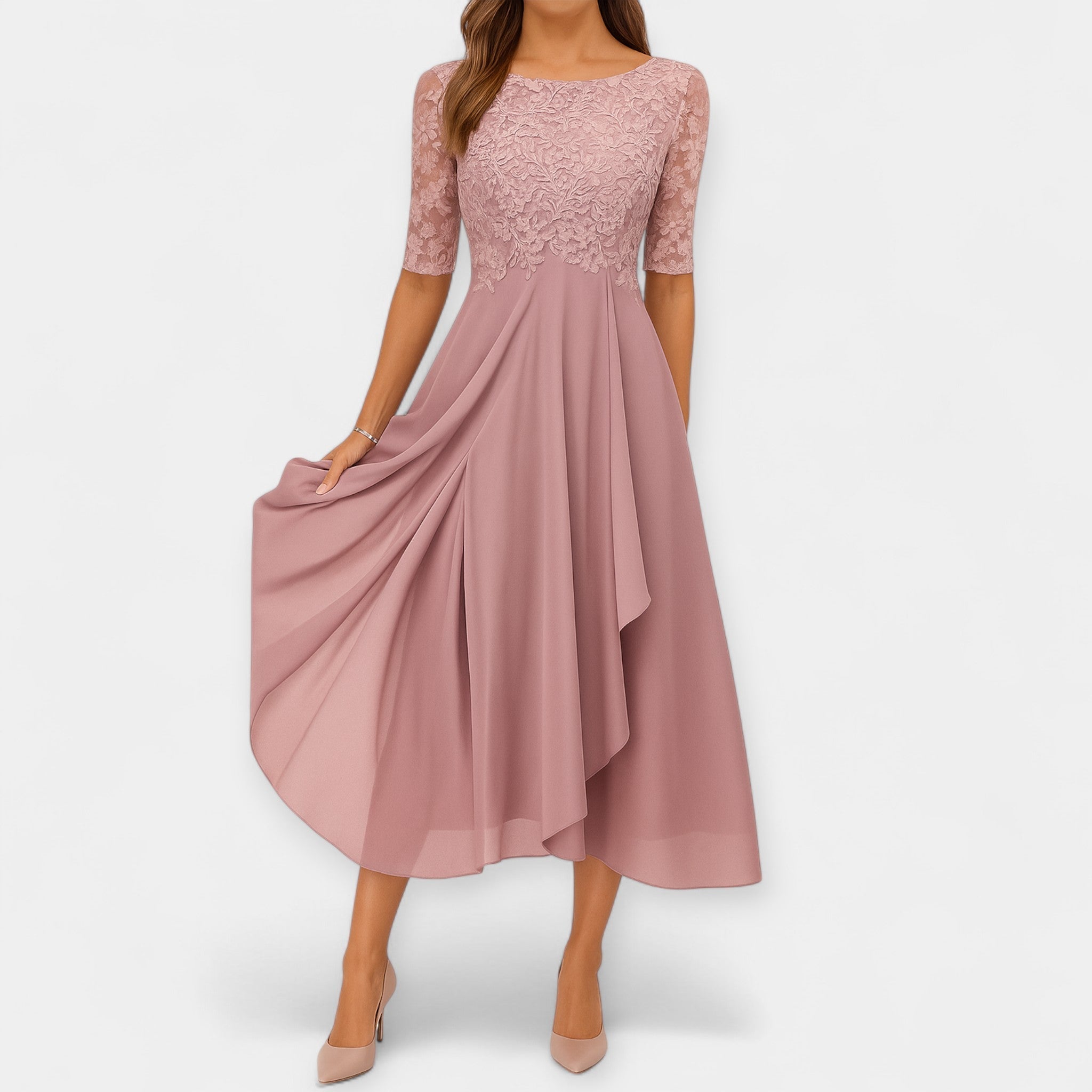 Elegantní Midi Šaty Prodyšný Materiál Exkluzivní Kolekce