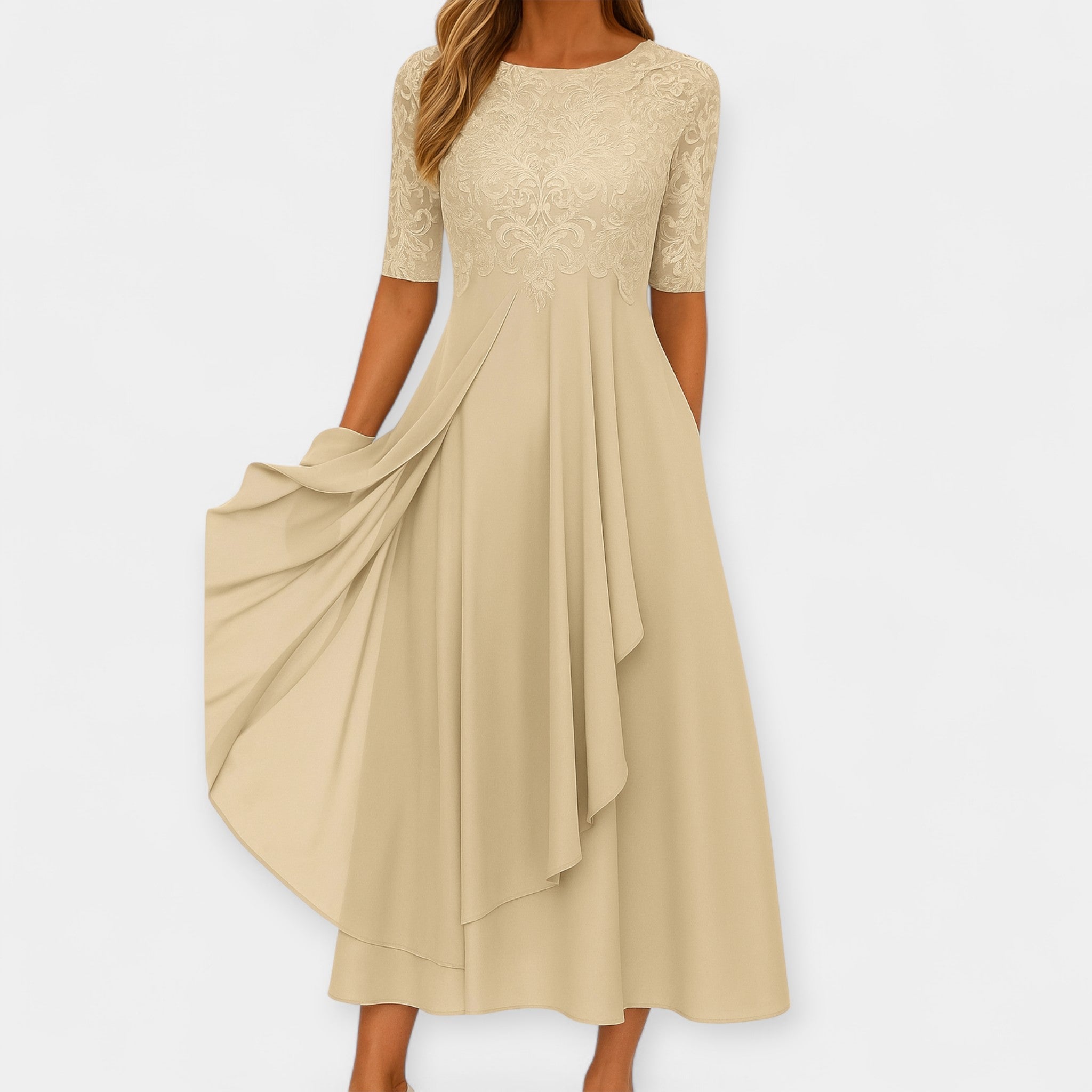 Elegantní Midi Šaty Prodyšný Materiál Exkluzivní Kolekce