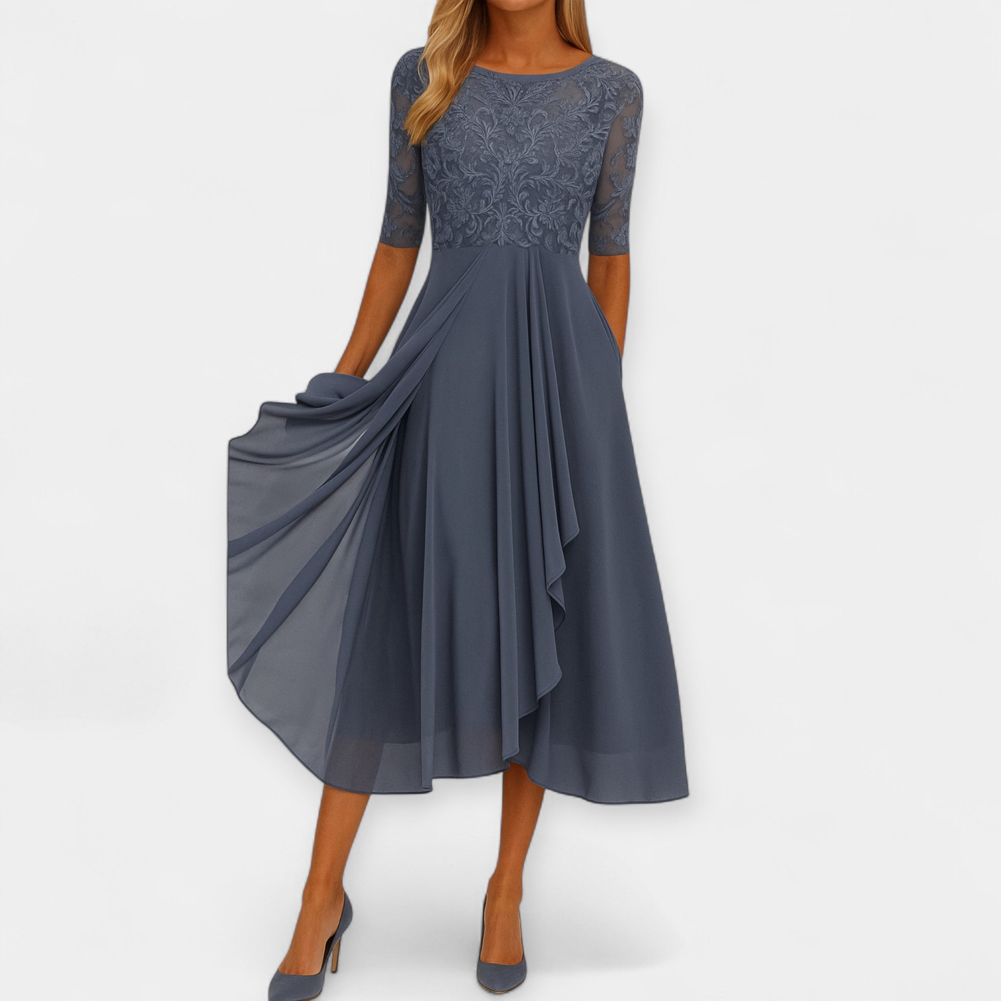 Elegantní Midi Šaty Prodyšný Materiál Exkluzivní Kolekce