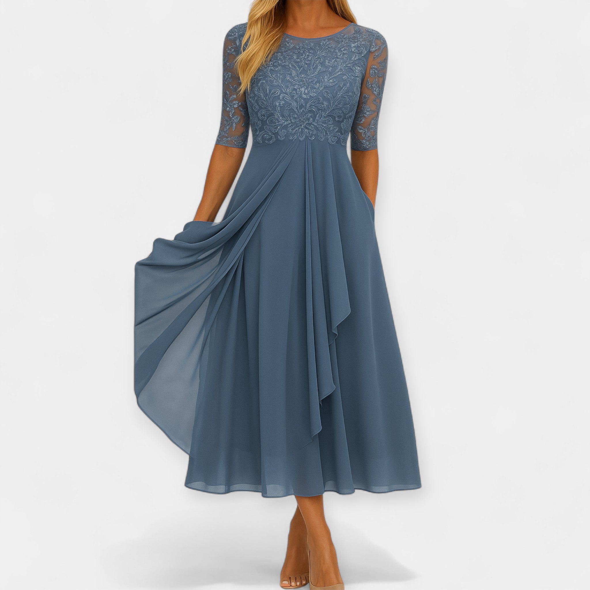 Elegantní Midi Šaty Prodyšný Materiál Exkluzivní Kolekce