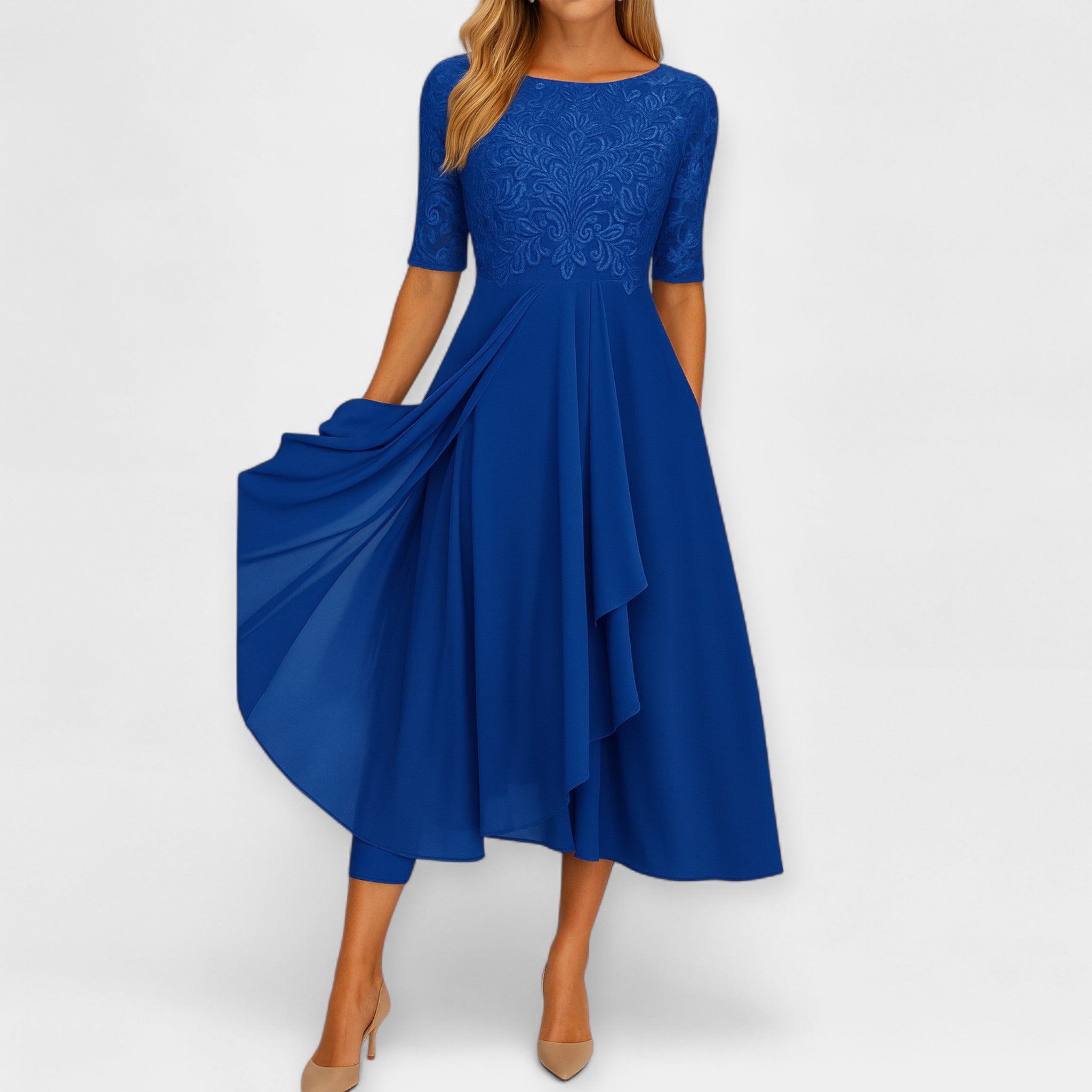 Elegantní Midi Šaty Prodyšný Materiál Exkluzivní Kolekce