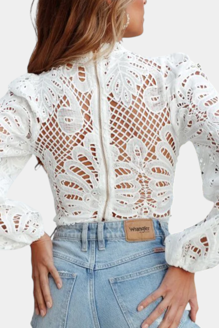 Solsticea Halenka Krajka Cropped Bílá Exkluzivní Pro Ženy