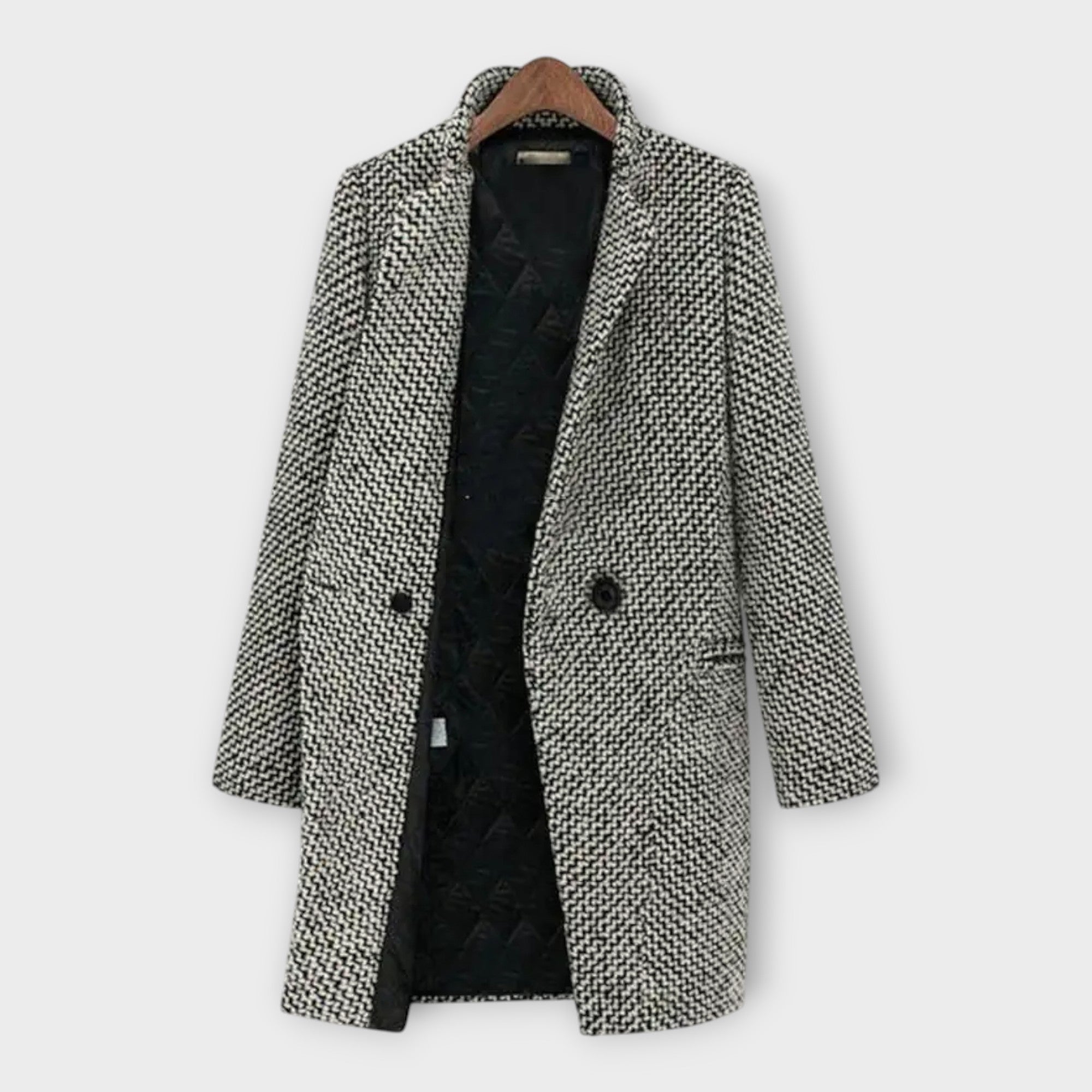Vlněný Kabát Nadčasový Design Kolekce S Elegantním Puncem