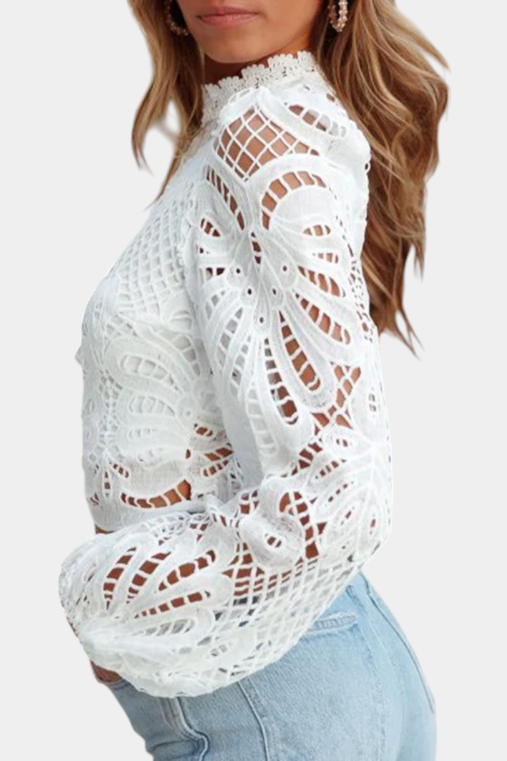 Solsticea Halenka Krajka Cropped Bílá Exkluzivní Pro Ženy
