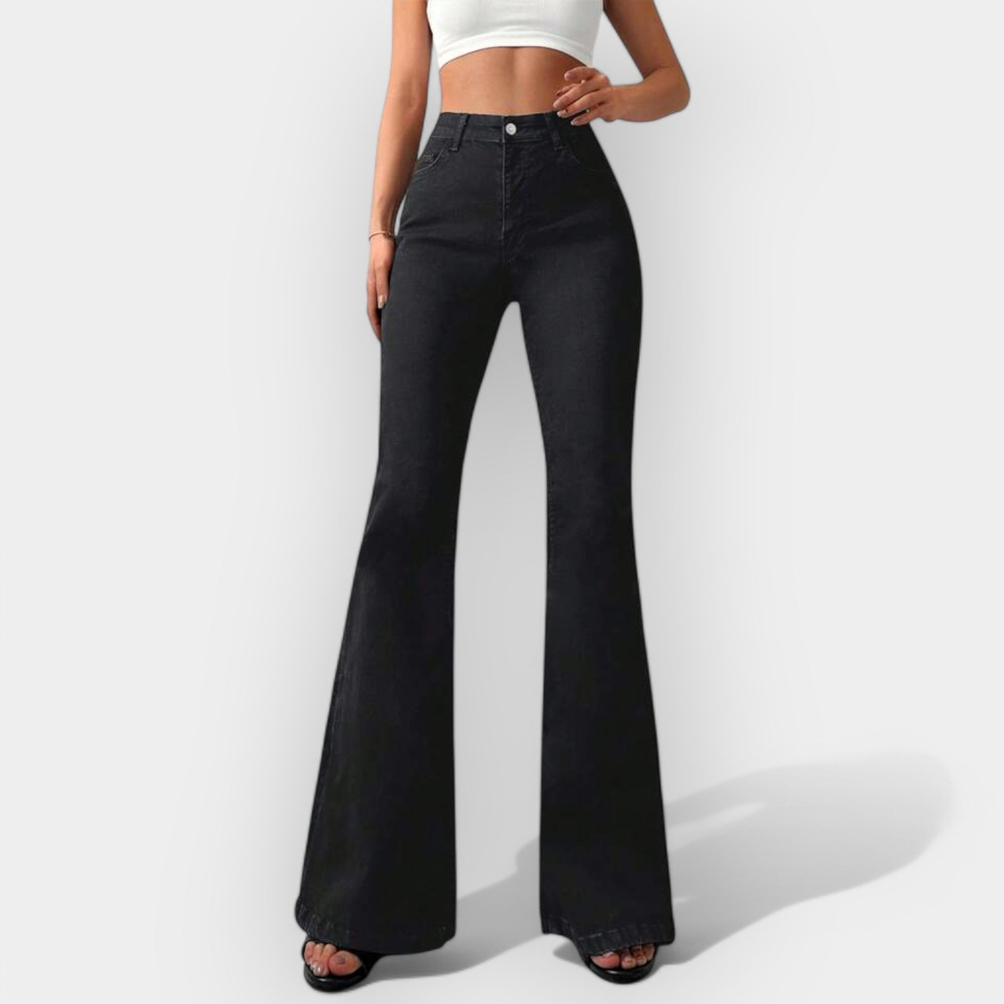 Vysoký Pás Bootcut Džíny Premium Denim Exkluzivní Kolekce