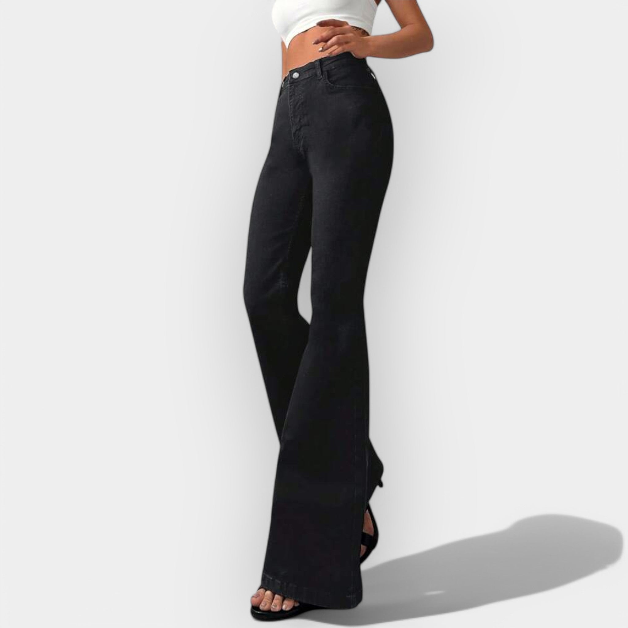Vysoký Pás Bootcut Džíny Premium Denim Exkluzivní Kolekce