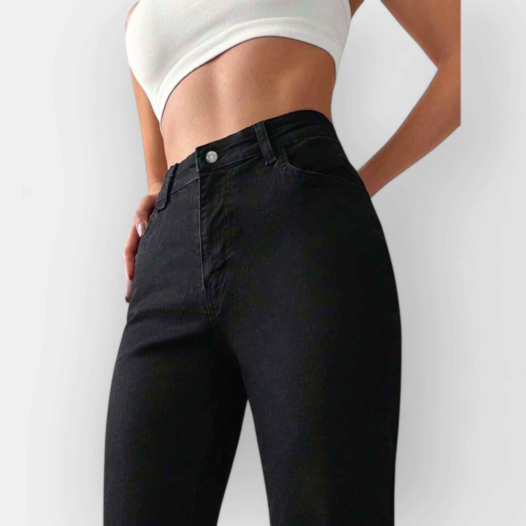 Vysoký Pás Bootcut Džíny Premium Denim Exkluzivní Kolekce