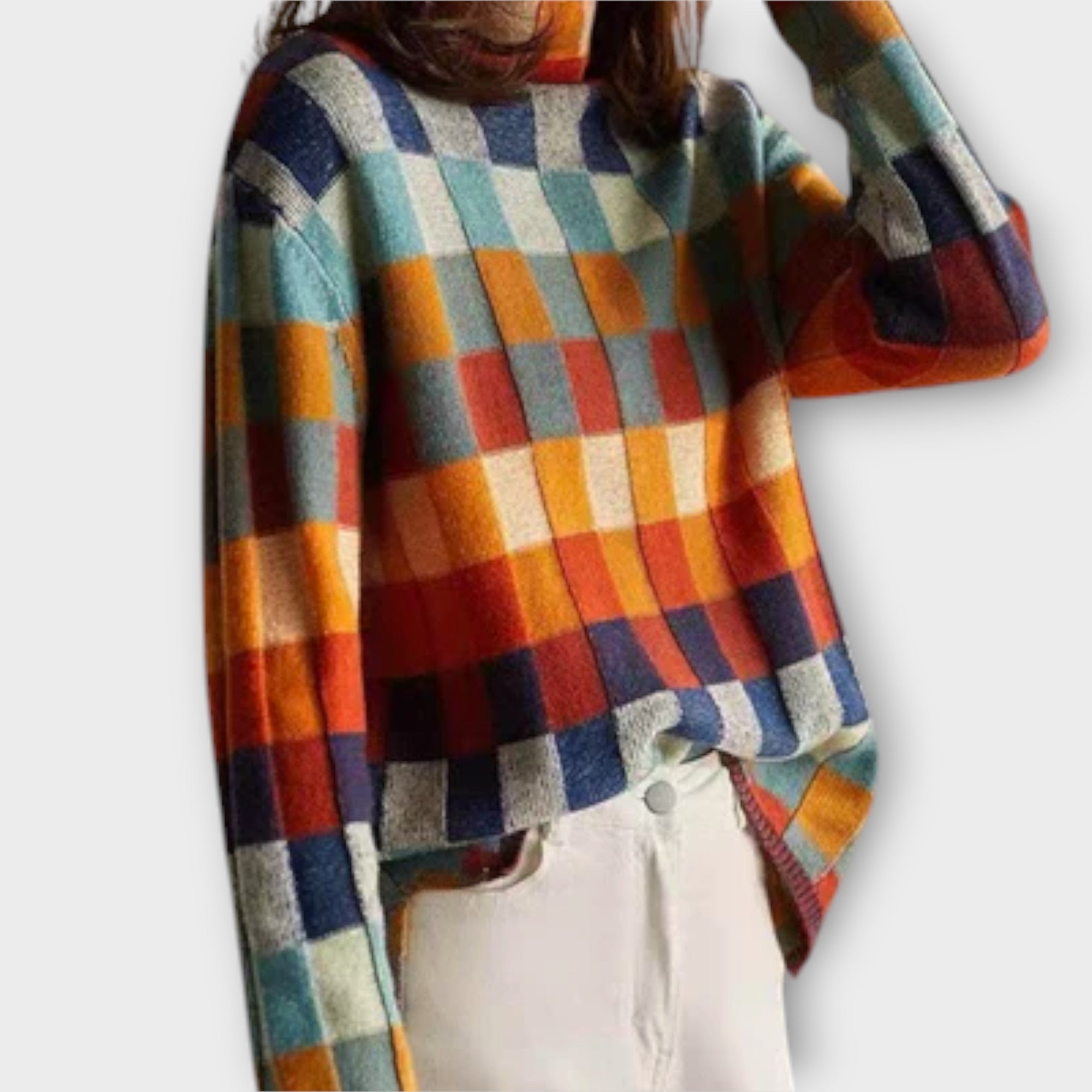 Erika Dámský Svetr Patchwork Exkluzivní Nadčasový Styl