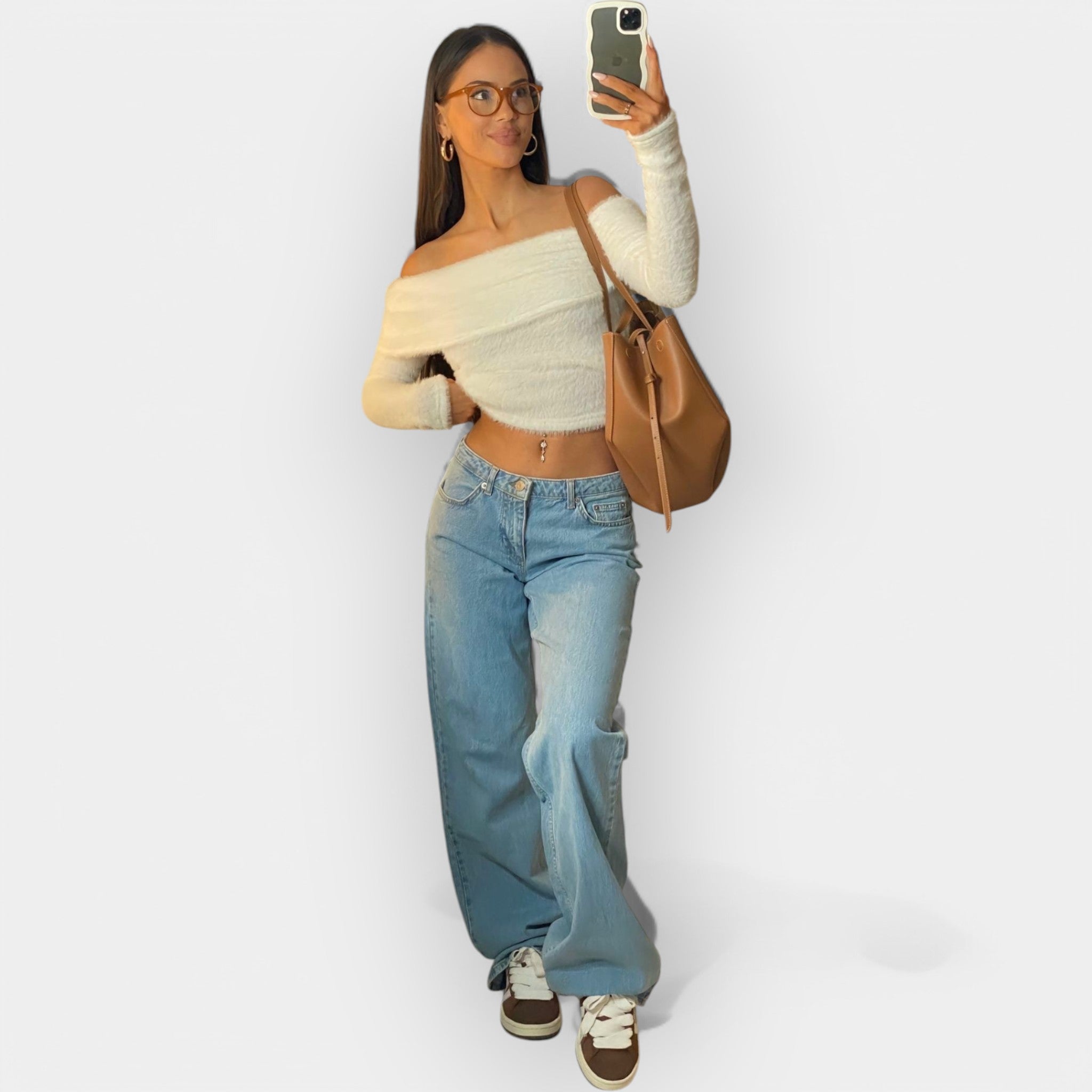 Džíny S Nízkým Pásem Prémiové Denim Exkluzivní Elegantní