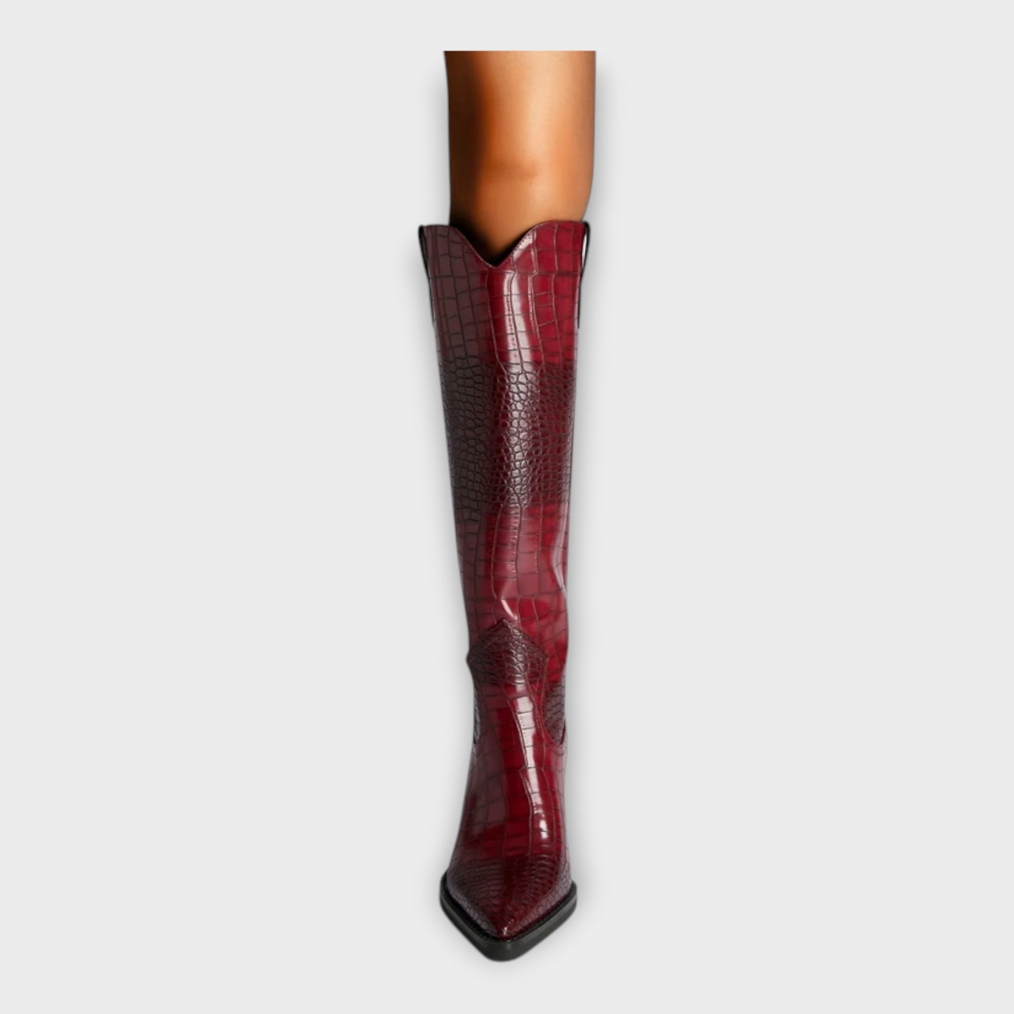 Kozačky S Krokodýlím Vzorem A Elegantním Podpatkem