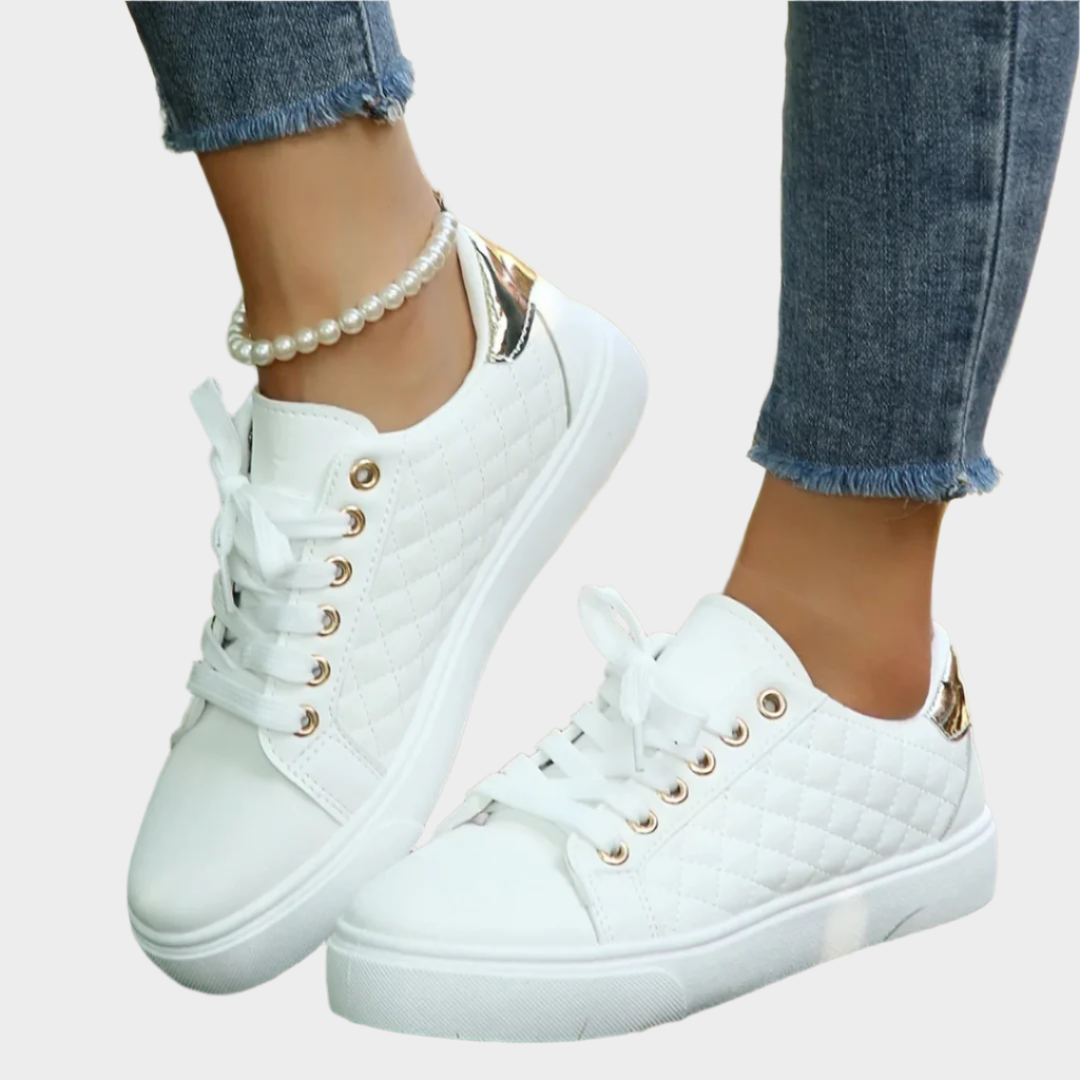 Bílé Kapitone Sneakers Luxusní Kolekce Exkluzivní Limitovaná