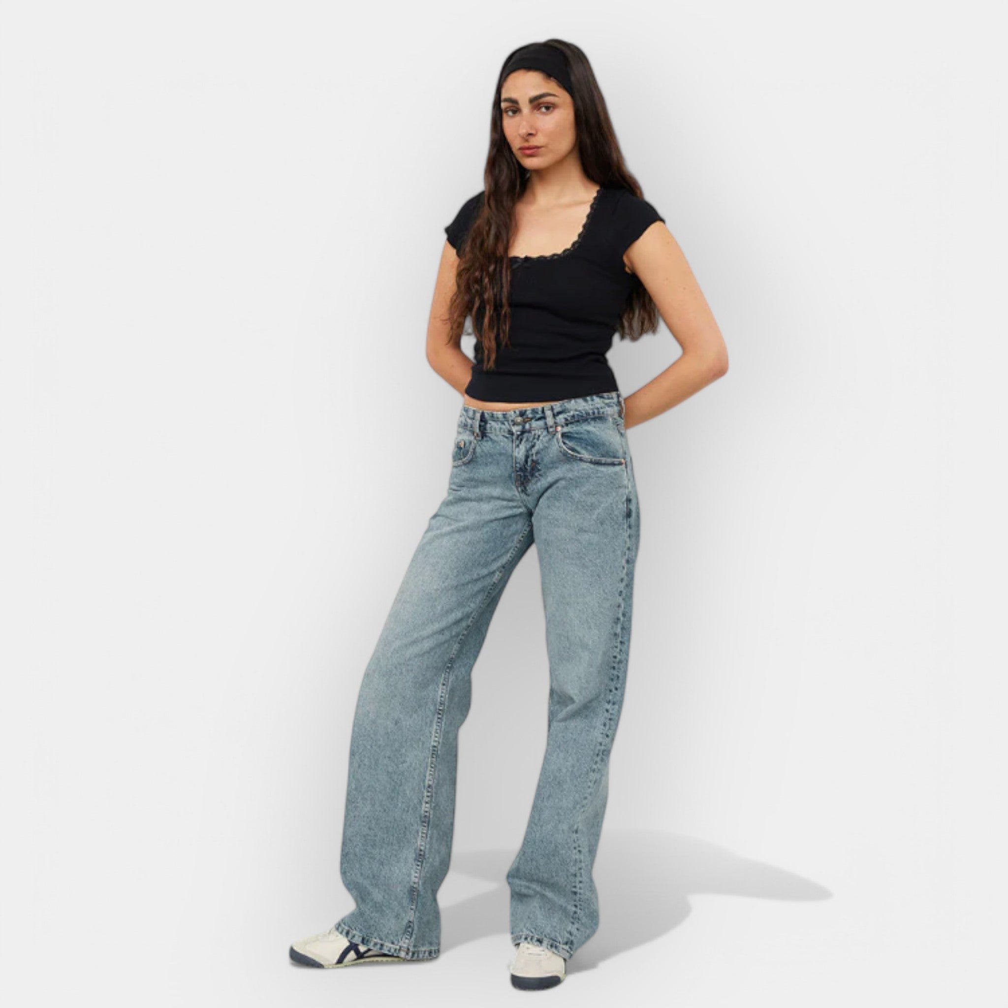 Džíny S Nízkým Pásem Prémiové Denim Exkluzivní Elegantní