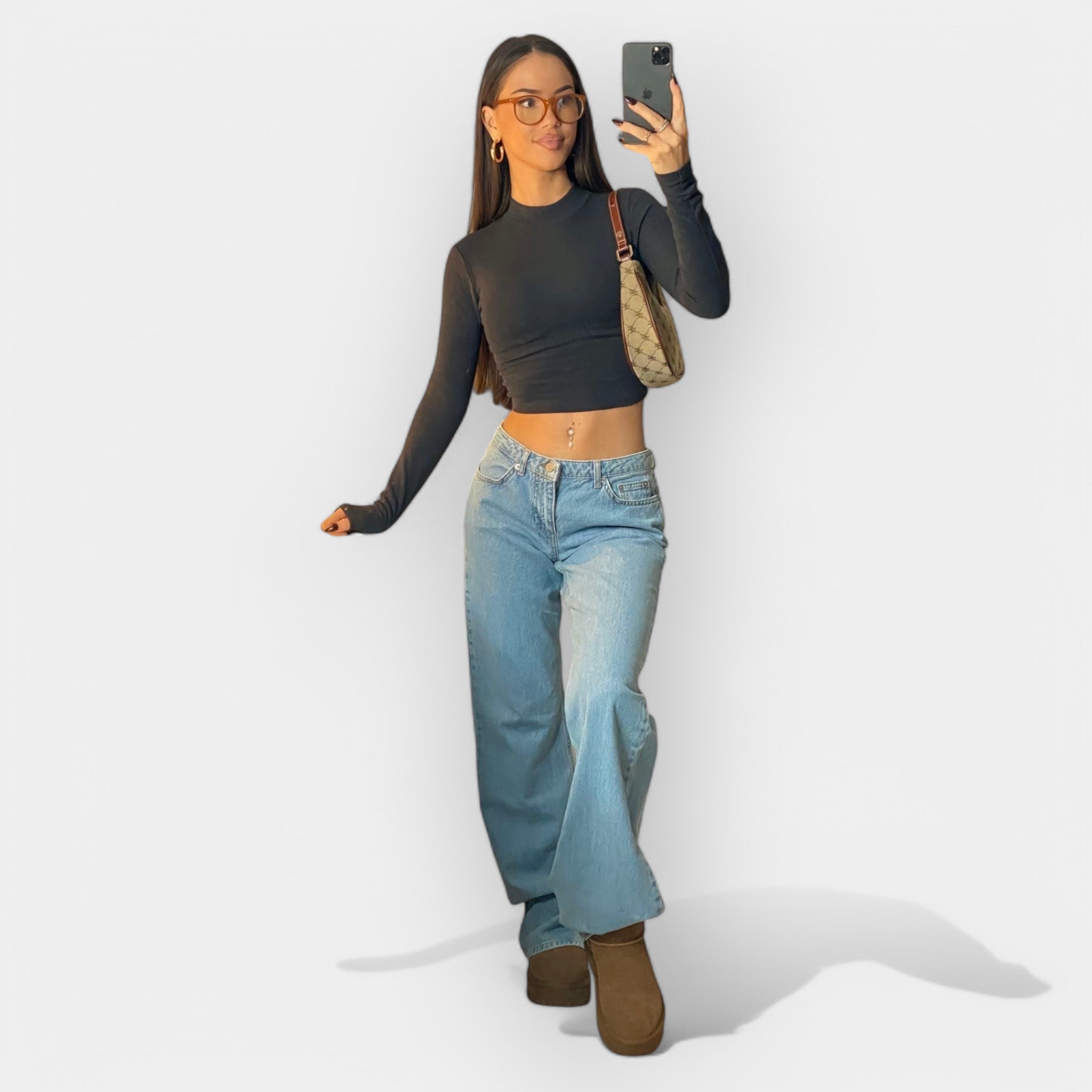 Džíny S Nízkým Pásem Prémiové Denim Exkluzivní Elegantní