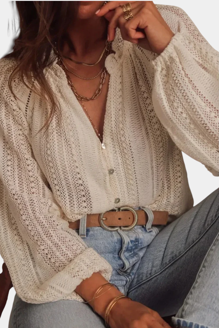 Hanalei Krajková Halenka Vintage Bavlna Polyesteru Exkluziv