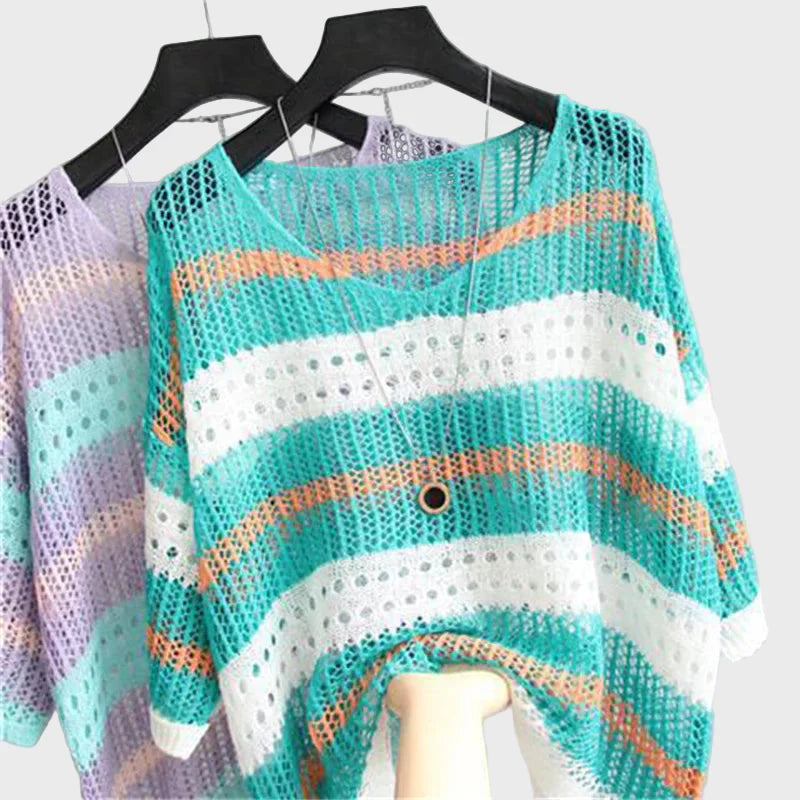 Elegantní Luxusní Pletený Top S Otevřeným Vzorem Exkluzivní