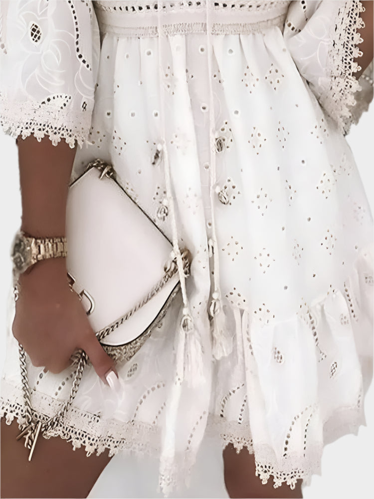 Boho Letní Krátké Šaty Z Krajky Elegantní Limitovaná Edice