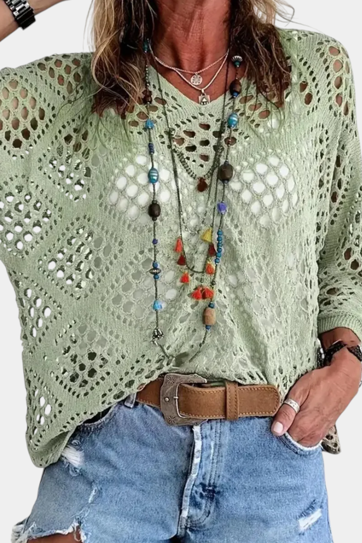 Fern Krajková Halenka Rukáv Polyester 100 Ženy Exkluzivní