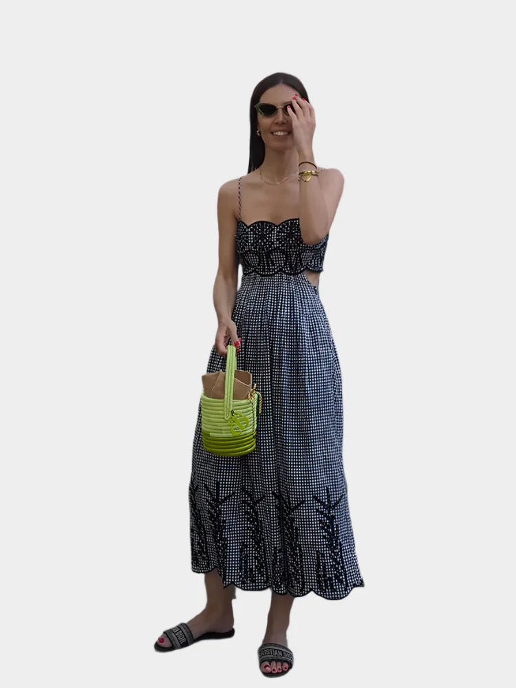 Šaty Gingham Kolekce Kárový Vzor Exkluzivní Pro Letní Dny