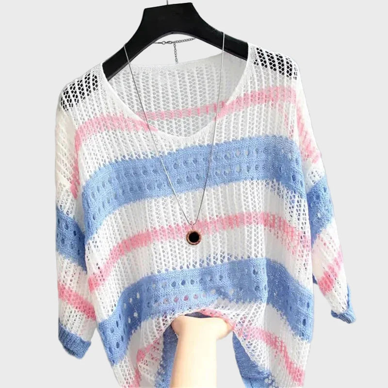 Elegantní Luxusní Pletený Top S Otevřeným Vzorem Exkluzivní