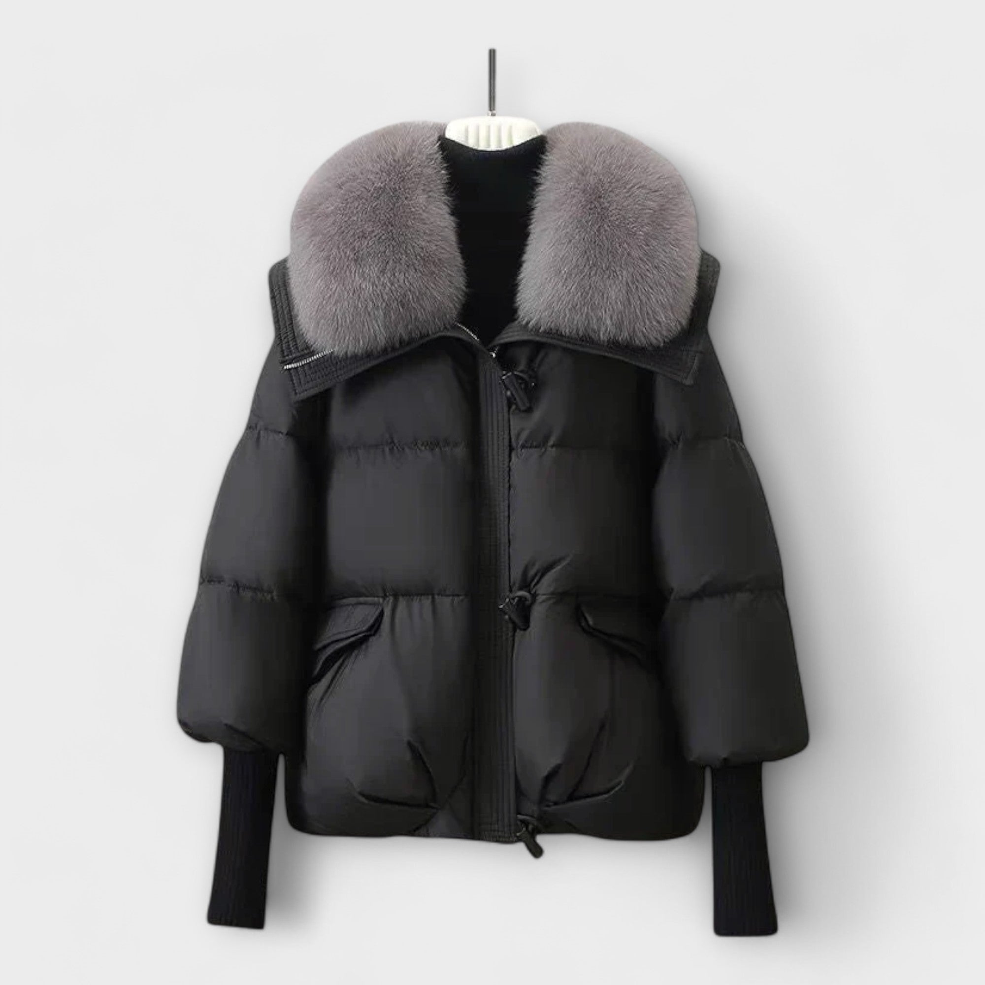 Kabát S Kožešinou Elegantní Luxusní Edice Exkluzivní