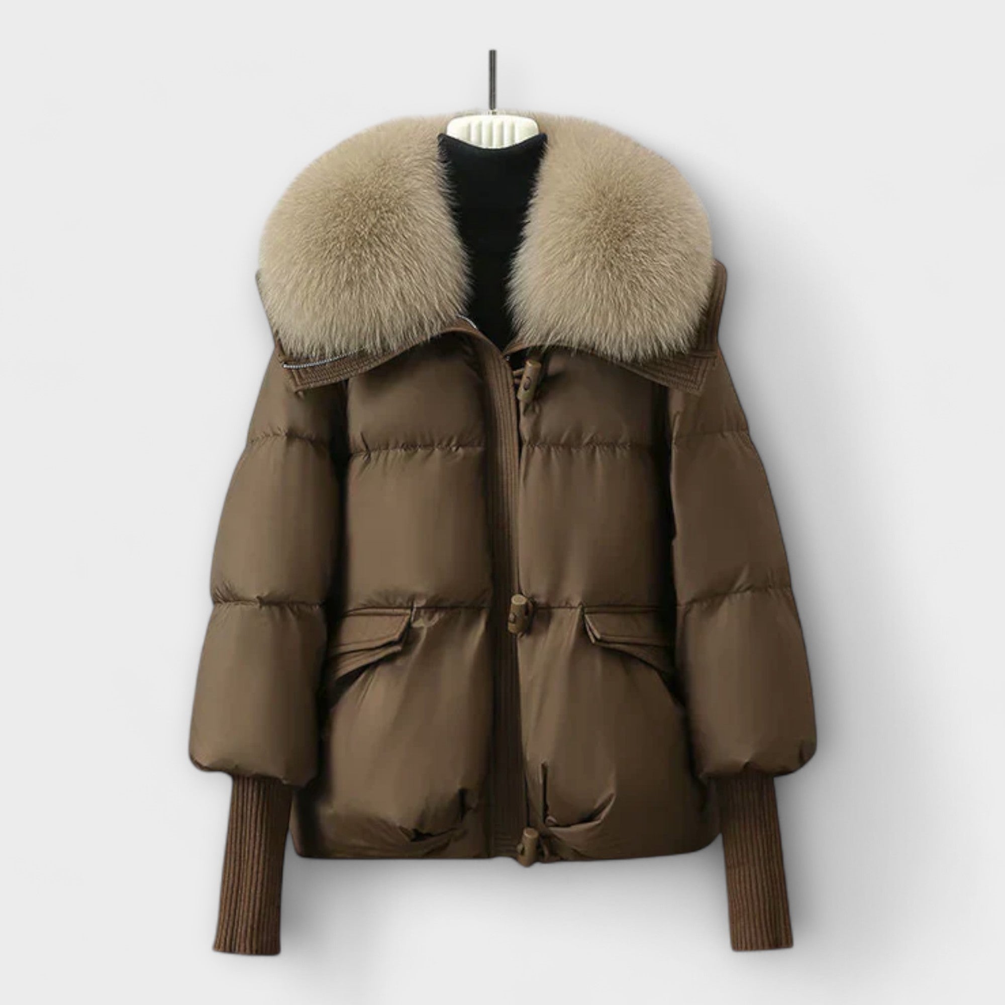 Kabát S Kožešinou Elegantní Luxusní Edice Exkluzivní