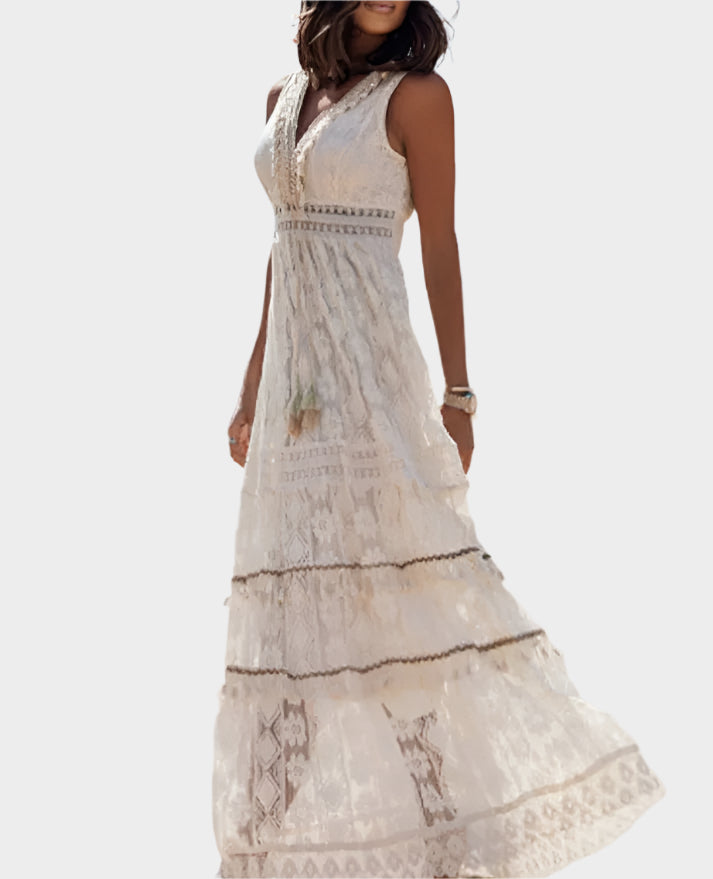 Retro Šaty Boho Styl Luxusní Krajka Exkluzivní Letní Dny