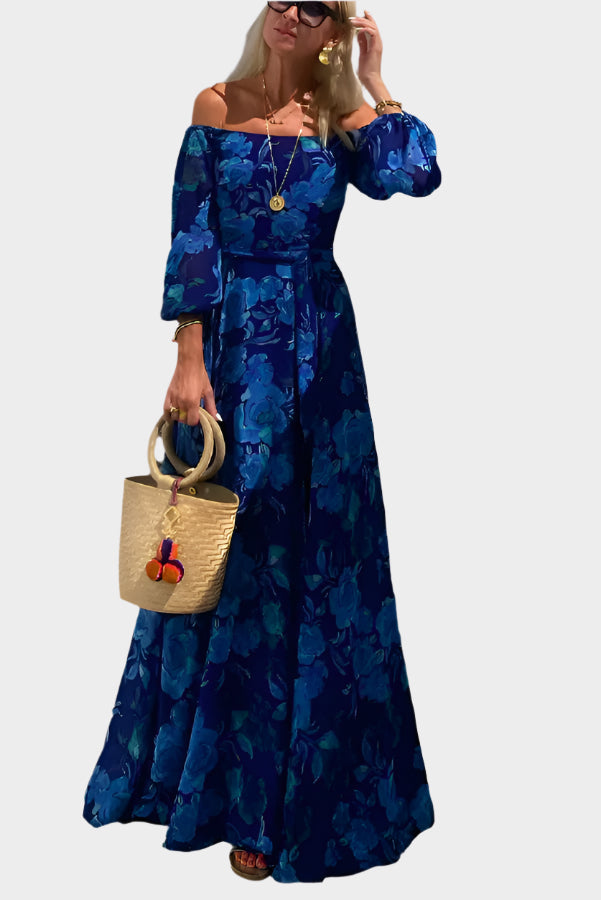 Dlouhé Šaty Beze Ramínek Květinová Kolekce Elegantní