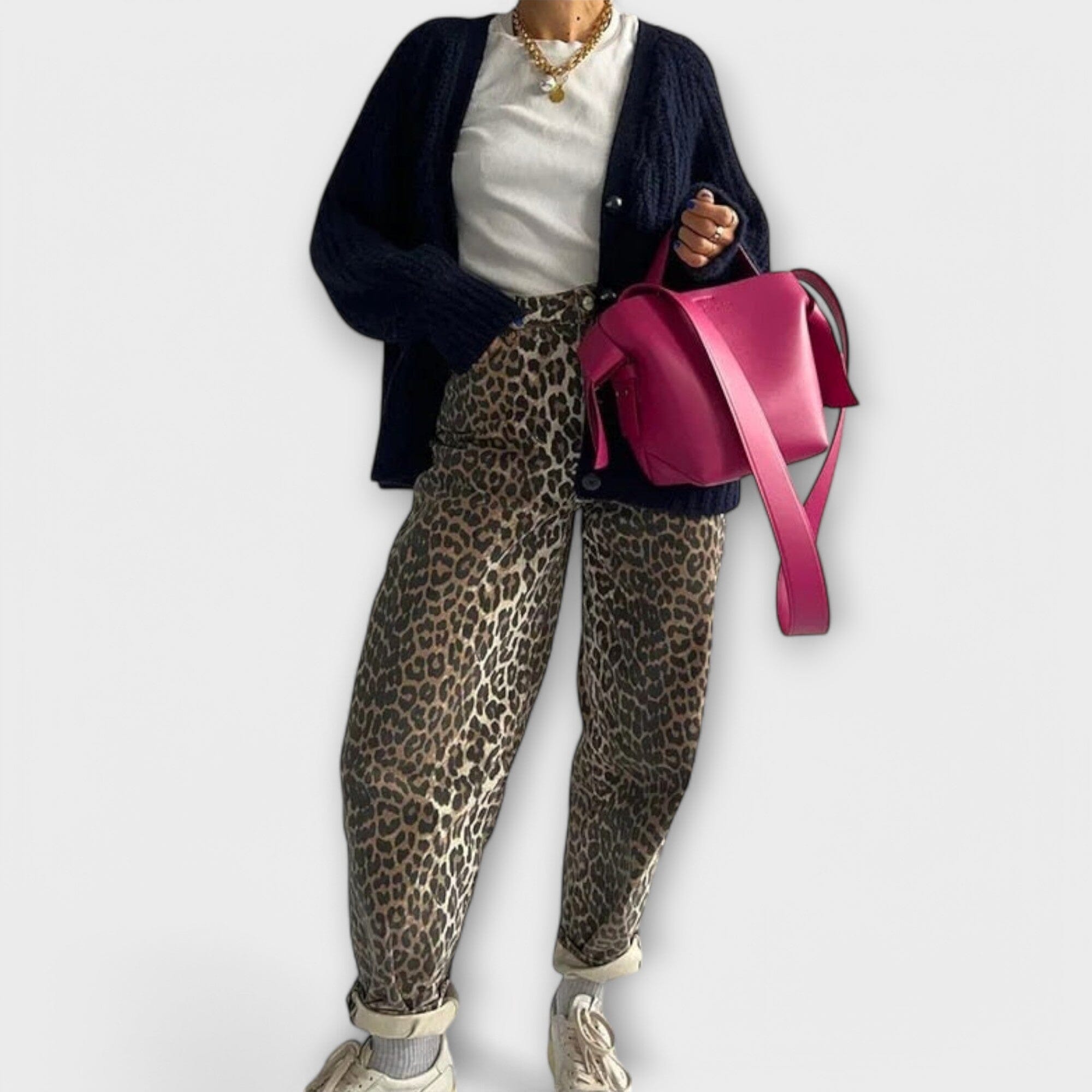 Chandra Jeans Vintage Leopardí Potisk Exkluzivní Edice