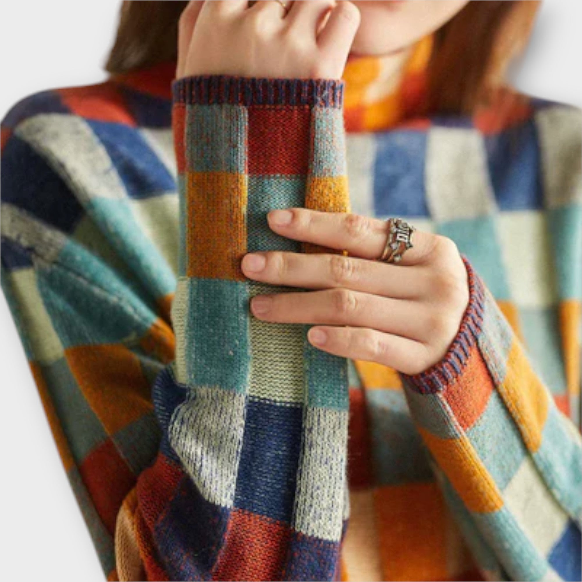Erika Dámský Svetr Patchwork Exkluzivní Nadčasový Styl
