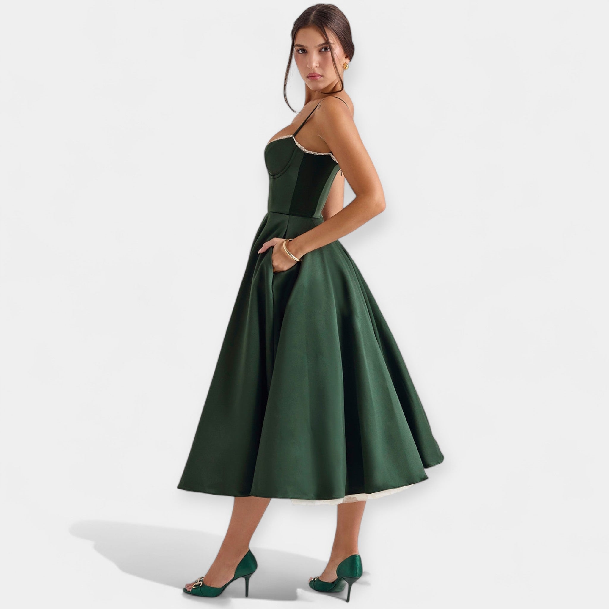 Midi Šaty Z Tylu Exkluzivní Kolekce Elegantní Dámské