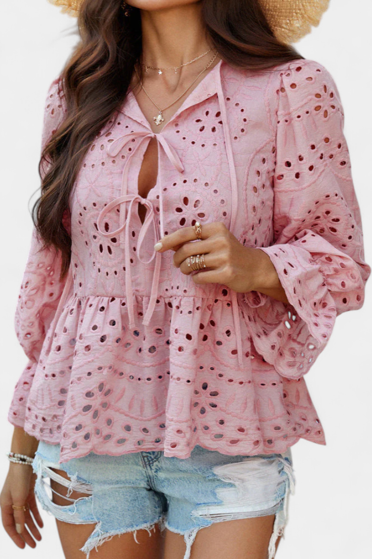 Kayden Boho Krajkový Top se Splývavým Lehkým Střihem Edice